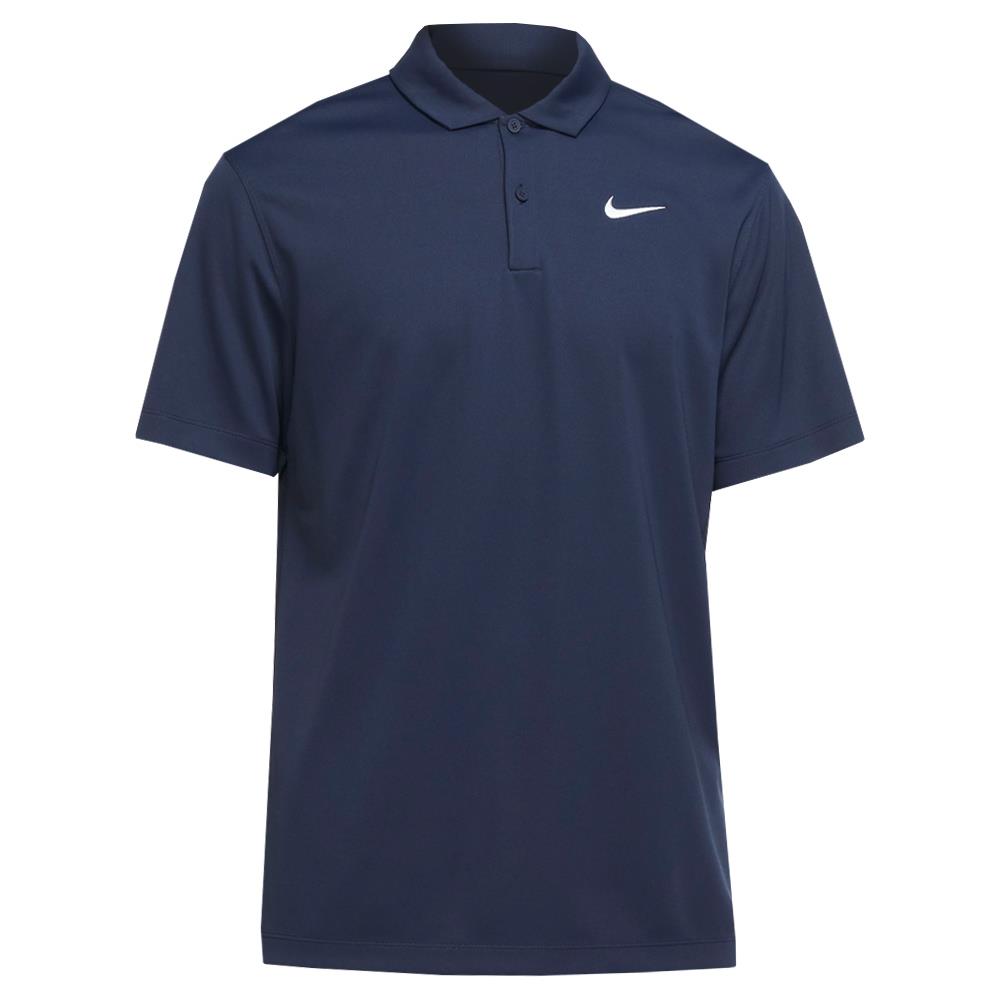 Nike Men's Dri-FIT Solid Performance Polo Shirt - Obsidian/White - Moisture-Wicking & Breathable for Golf, Work & Casual Wear