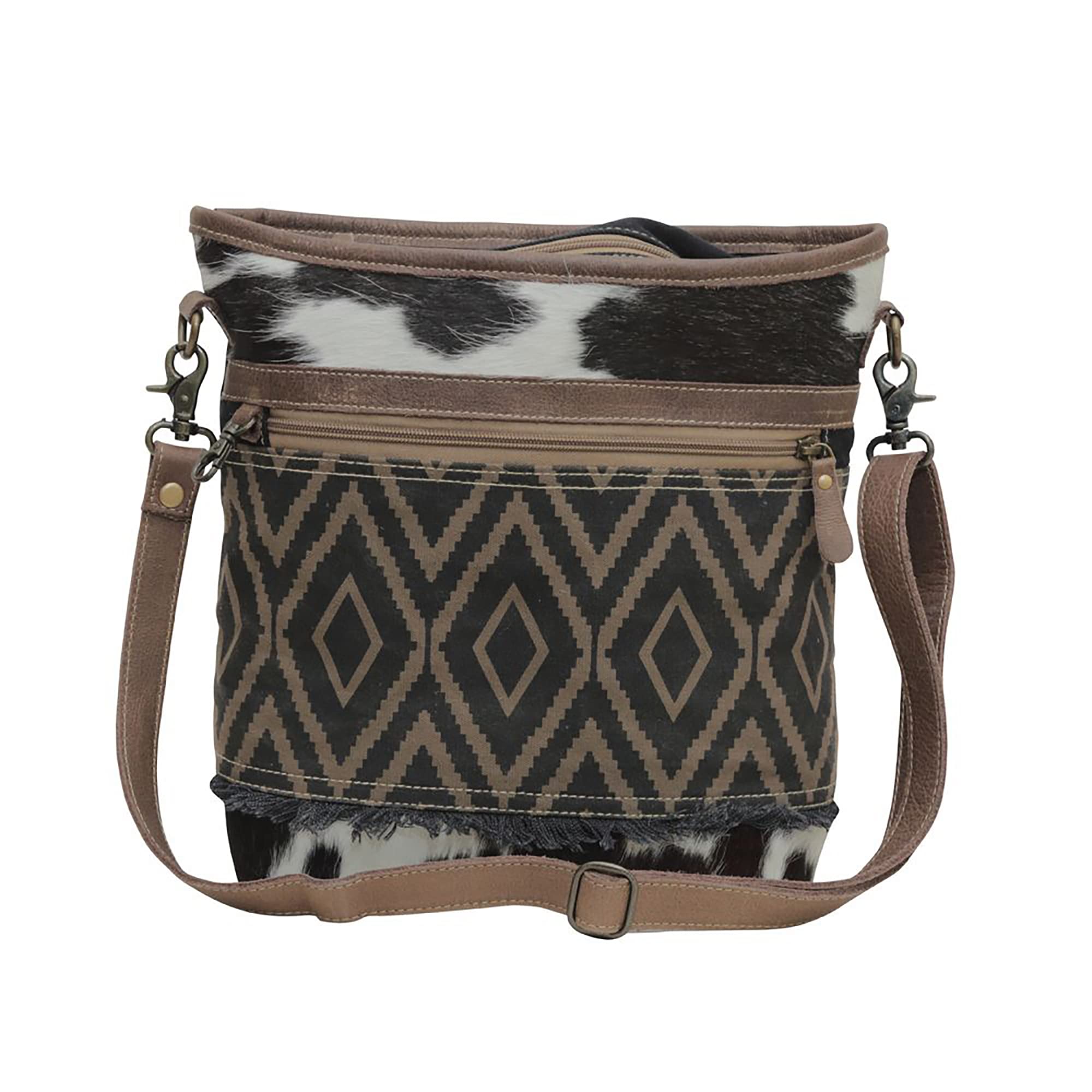Myra Western Leather Shoulder Bag for Women - Vintage Upcycled Canvas Crossbody Purse with Cedar Accents | Perfect for Casual Outings, Travel & Everyday Use