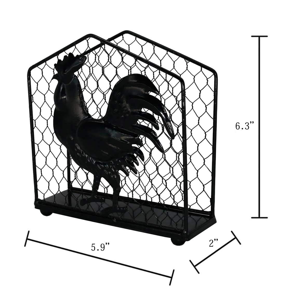 Black Metal Rooster Design Tabletop Napkin Holder - Freestanding Tissue Dispenser for Kitchen, Dining Room & Party Decor