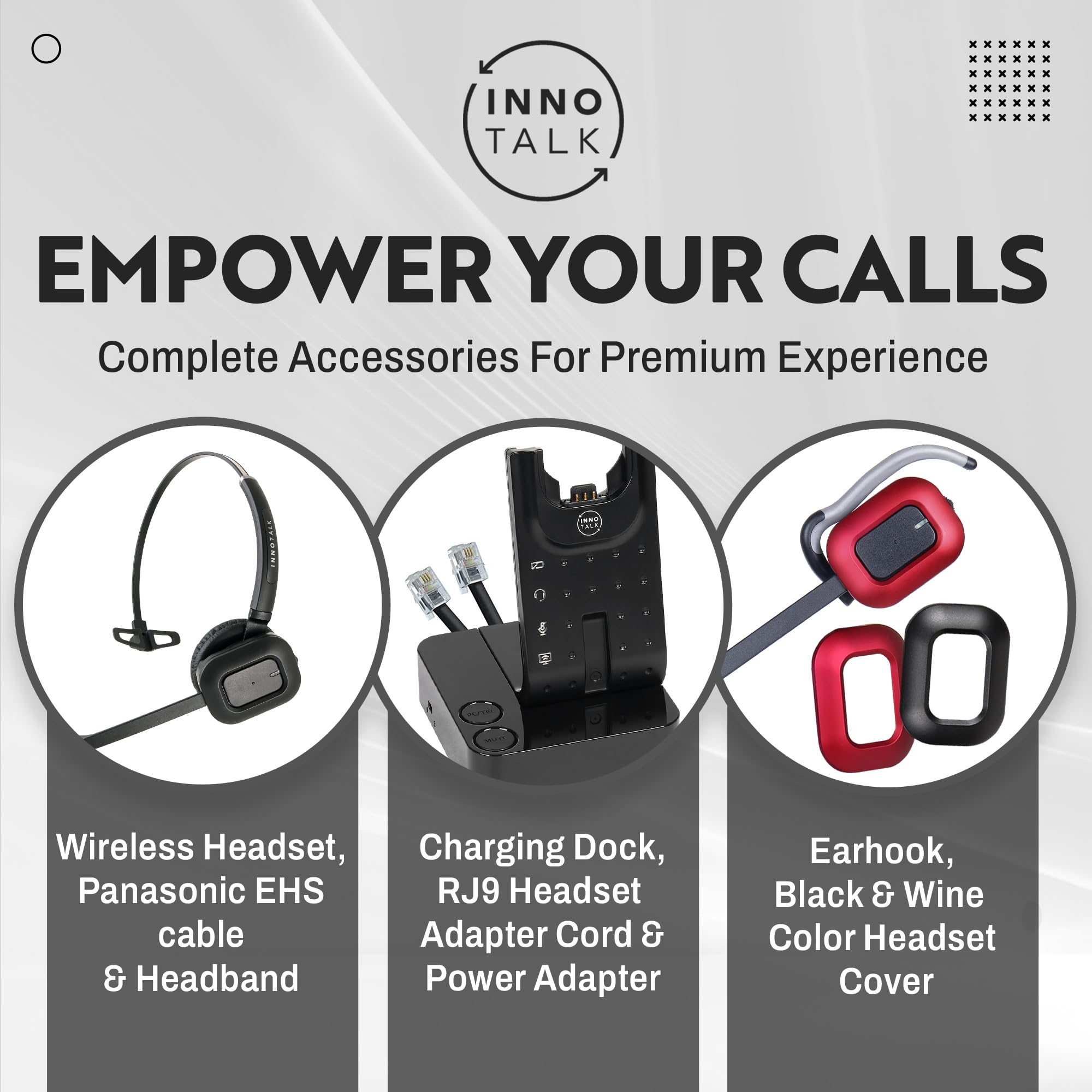 Wireless Headset Compatible with Panasonic KX-NT553, KX-NT556, KX-DT543, KX-DT546, KX-HDV230 - Noise Cancelling Office Headset for Business Calls & Remote Work
