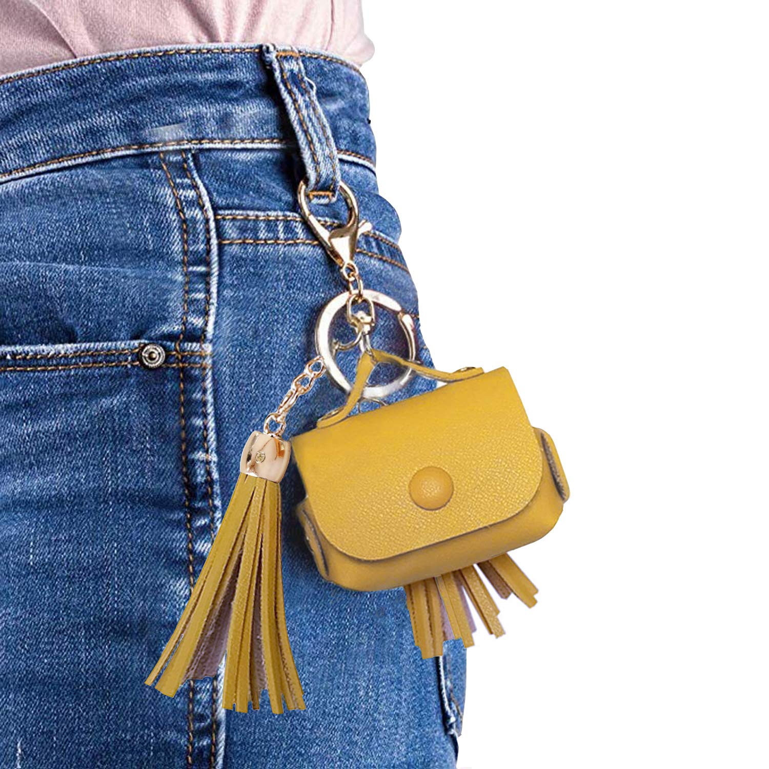 MODOS LOGICOS PU Leather Charging Case Cover for Apple AirPods Pro with Tassels - Yellow | Protective Case for Wireless Earbuds | Perfect for Travel, Workout & Daily Use