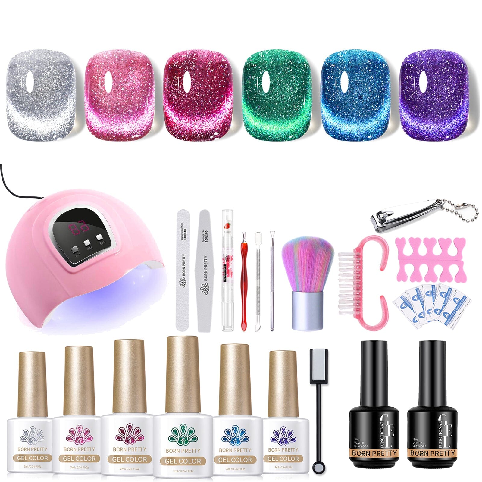 6 Colors Silver Cat Magnetic Gel Polish Starter Kit with 36W UV Nail Lamp - Professional At-Home Manicure Set for Nail Art & Salon-Quality Results