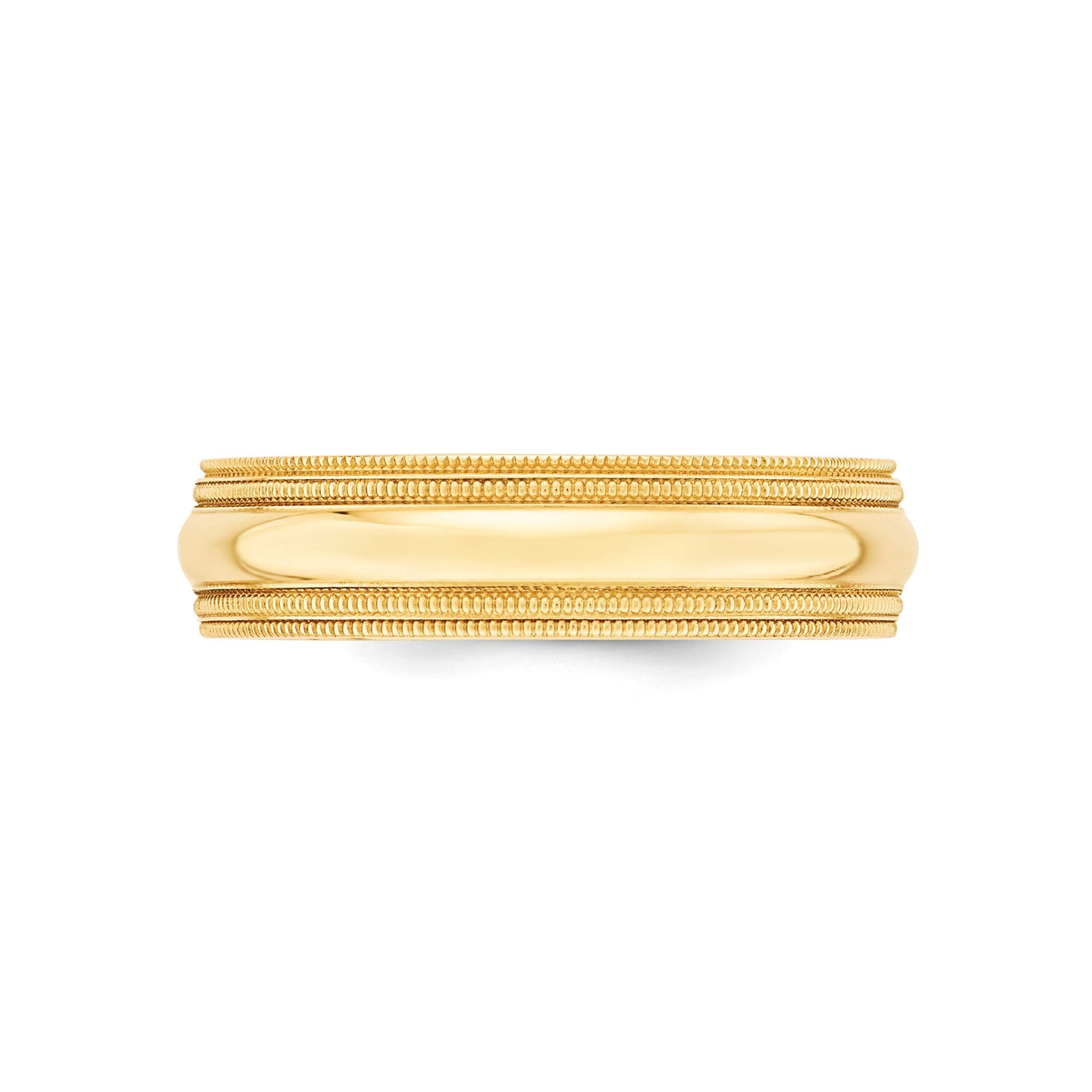 14K Yellow Gold 6mm Milgrain Comfort Fit Ring - Size 11.5 for Weddings & Gifts