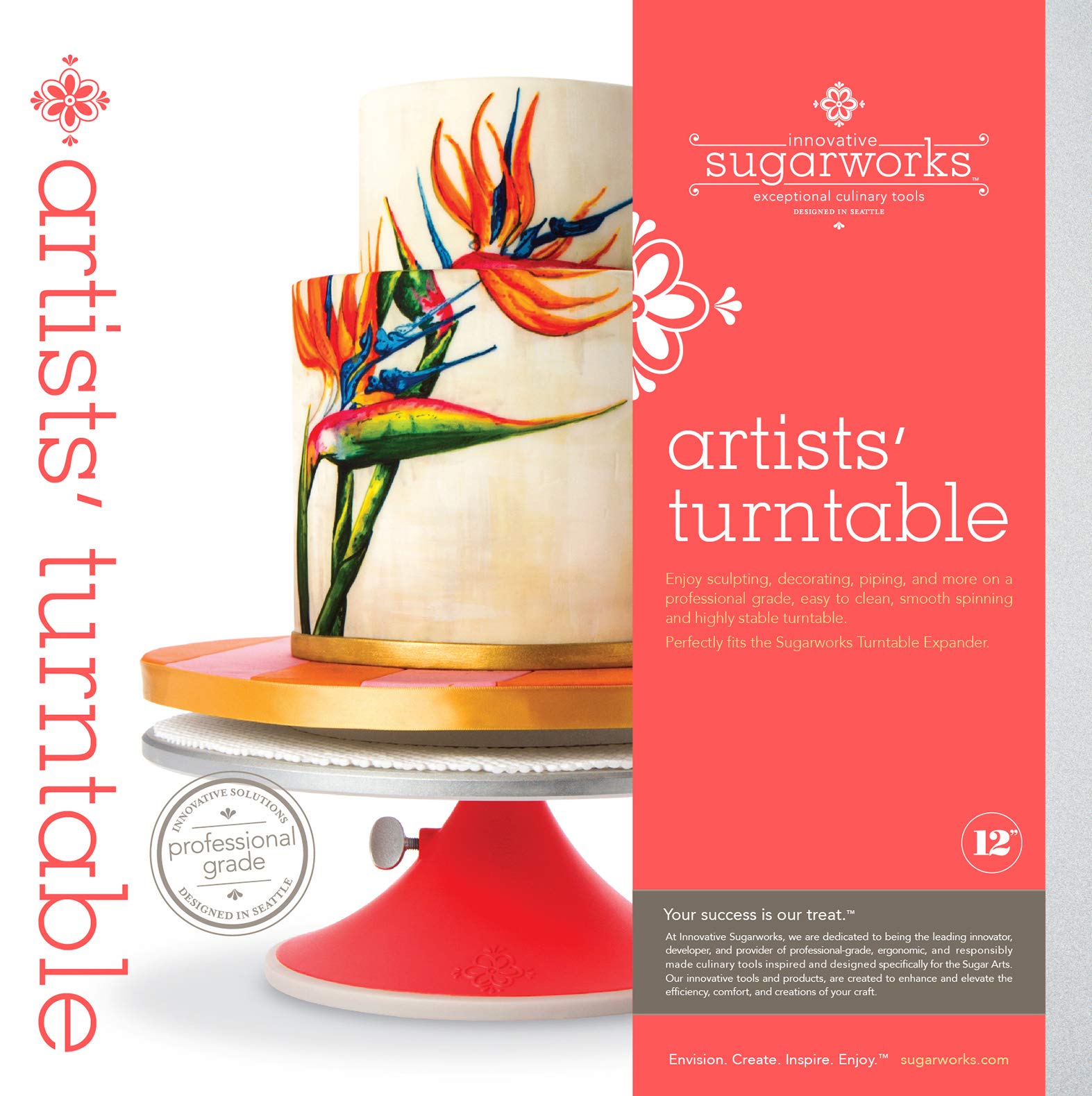 Professional Cake Turntable Stand for Baking & Decorating - 360° Rotating with Brake/Stop Function - Perfect for Cake Artists, Home Bakers & DIY Dessert Decorating