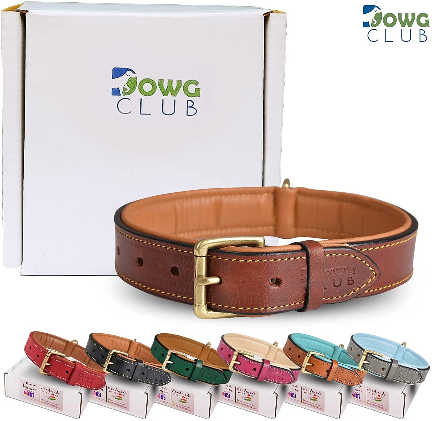 Premium Genuine Leather Dog Collar for Extra Large Dogs - 1.5
