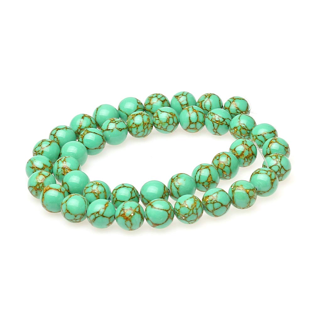 6mm Round Stone Beads - Synthetic Golden Line Turquoise Loose Beads for Jewelry Making, DIY Bracelets & Necklaces | Perfect for Handmade Jewelry Design and Craft Projects