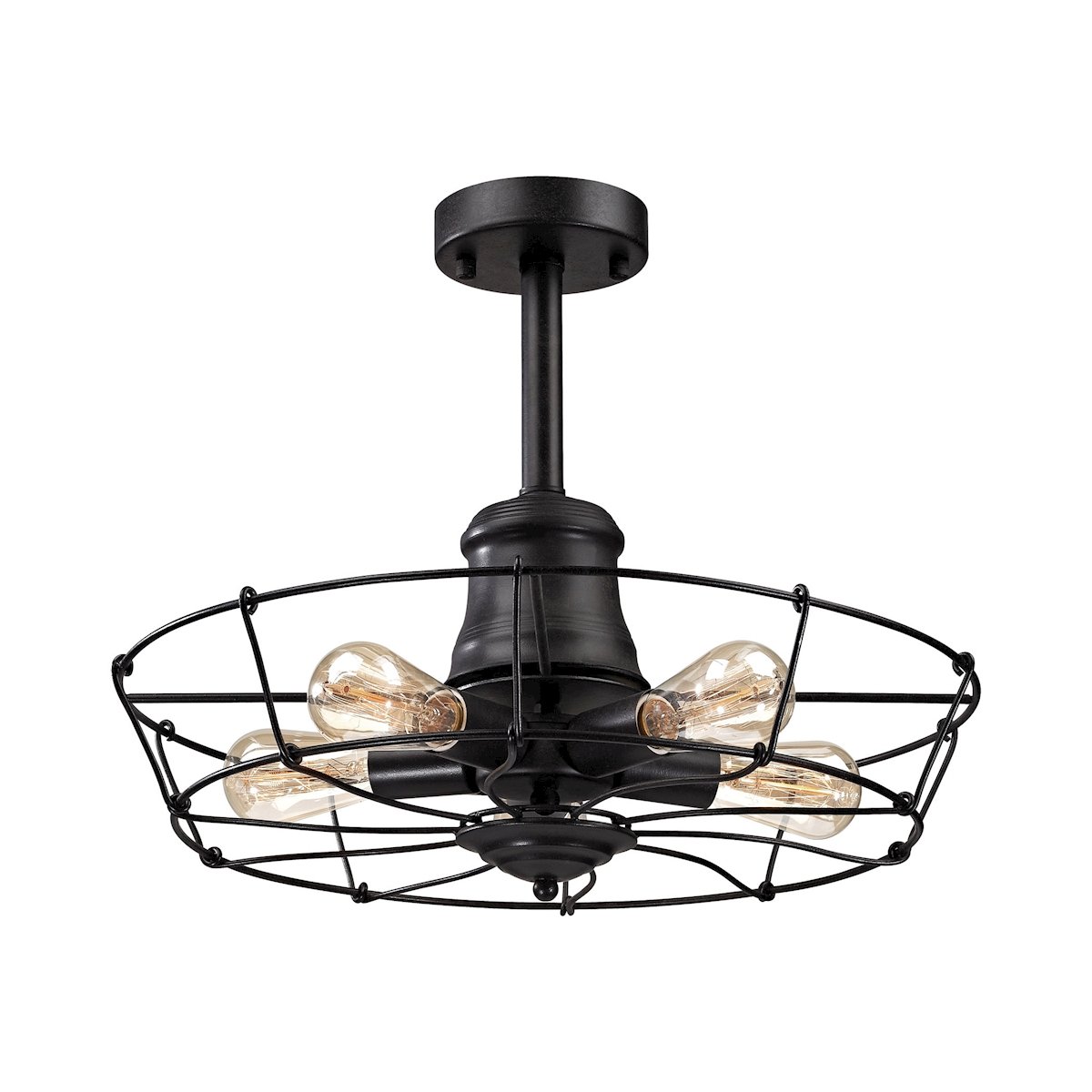 Glendora 5-Light Semi Flush Mount Ceiling Light in Wrought Iron Black - Elegant Lighting Fixture for Dining Room, Bedroom, or Entryway