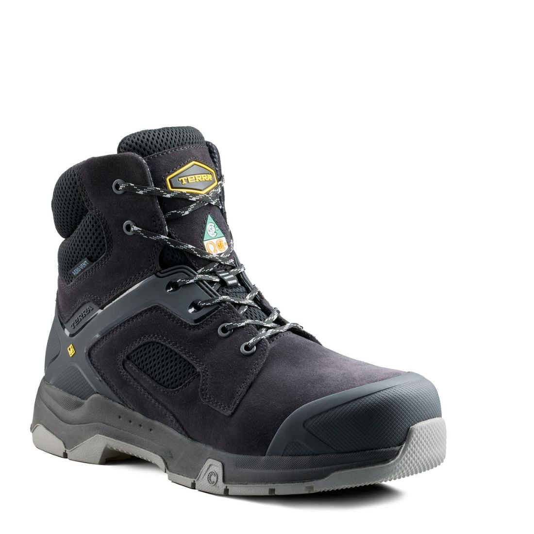 Terra Cobalt Men's 6 Inch Composite Toe Work Boots - Black (1279BK) | Waterproof Safety Shoes for Construction, Warehouse & Outdoor Work
