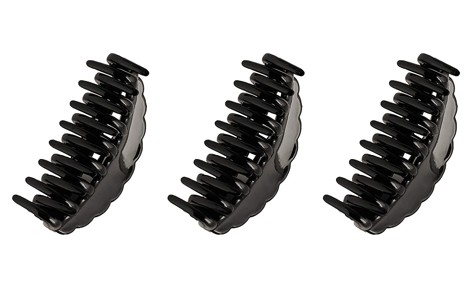 FABSH Large Black Hair Clips for Women - Acrylic Butterfly Hair Claw Clutchers - 3 Pack for Girls & Women - Perfect for Ponytails, Buns & Everyday Hairstyles