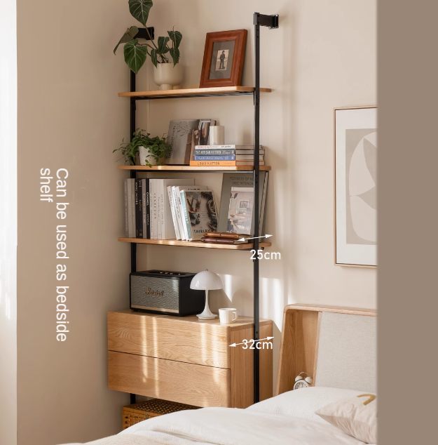 Solid Oak Wood Industrial Style Multi-Tier Storage Shelf - Perfect for Home Office, Garage & Living Room Organization