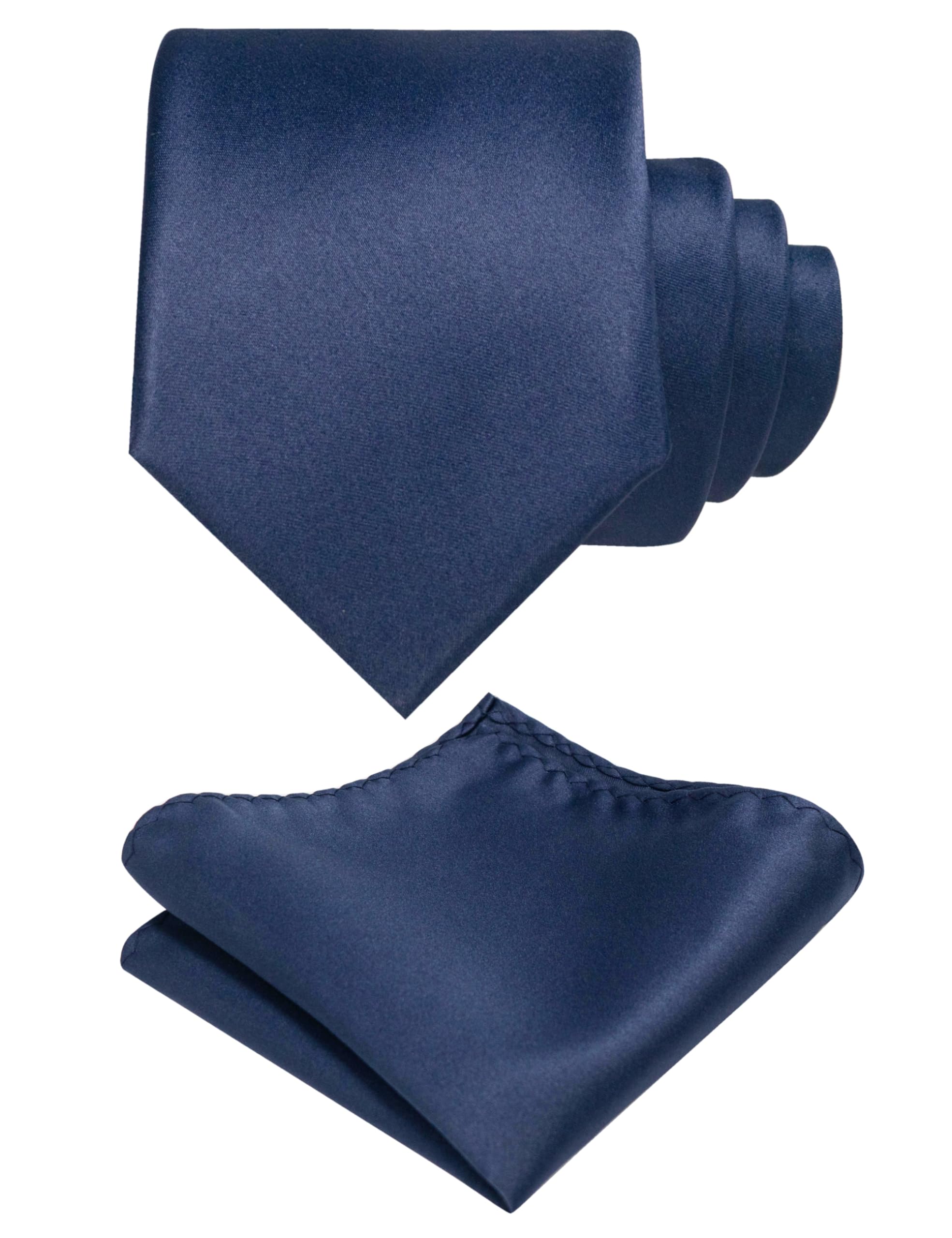 Premium Navy Blue Silk Tie and Pocket Square Set for Men - Elegant Formal Wear for Weddings, Business Meetings & Special Occasions