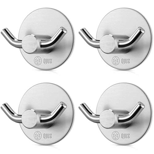 Round Double Prong Adhesive Hooks-4packs
