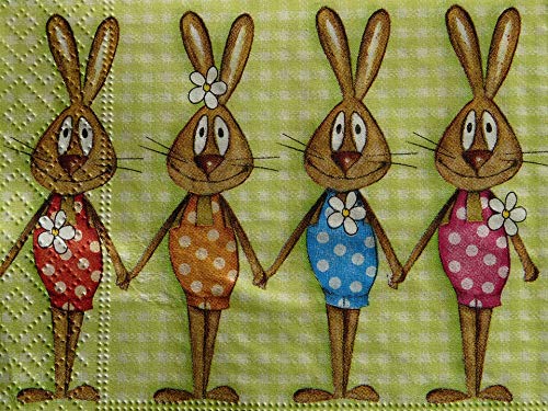 Easter Bunny Napkins - 20x30 Inch Laminated Easter Table Decor with Vibrant Colors - Perfect for Holiday Dining, Party Decorations & Spring Home Decor