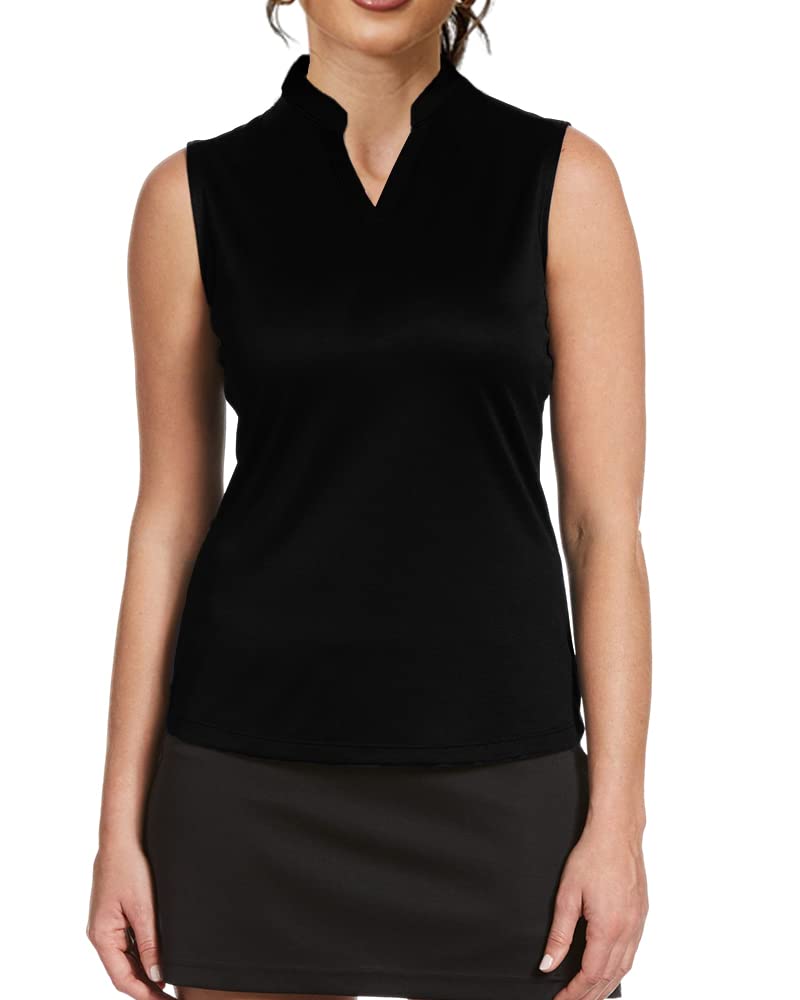 Aurgelmir Women's Sleeveless V-Neck Golf Polo Shirt - Quick Dry Moisture Wicking Workout Yoga Tank Top for Running, Tennis & Gym - Breathable Athletic Performance Shirts for Women
