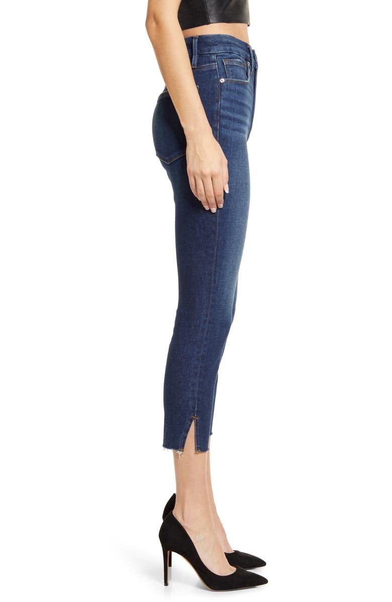 Good American Women's Good Waist Denim Skinny Fit Cropped Jeans - High Rise Stretch Ankle Jeans for Women | Perfect for Casual Wear, Date Night & Office Outfits