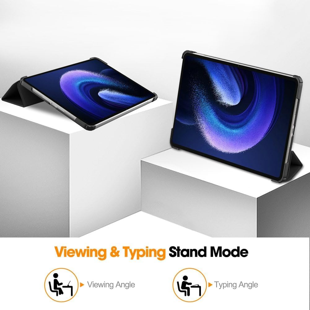 Premium Ultra-Thin PU Leather Hard Shell Case for Xiaomi Pad 6/Pad 6 Pro - Slim Protective Cover with Auto Sleep/Wake | Perfect for Work, Travel & Home Use - Black
