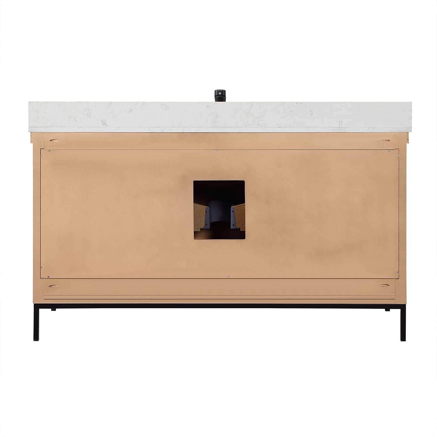 Kesia 60 Inch Single Bathroom Vanity Set with Carrara White Composite Stone Countertop - Modern Sink Cabinet for Bathroom Remodel, Small Space & Powder Room Upgrade