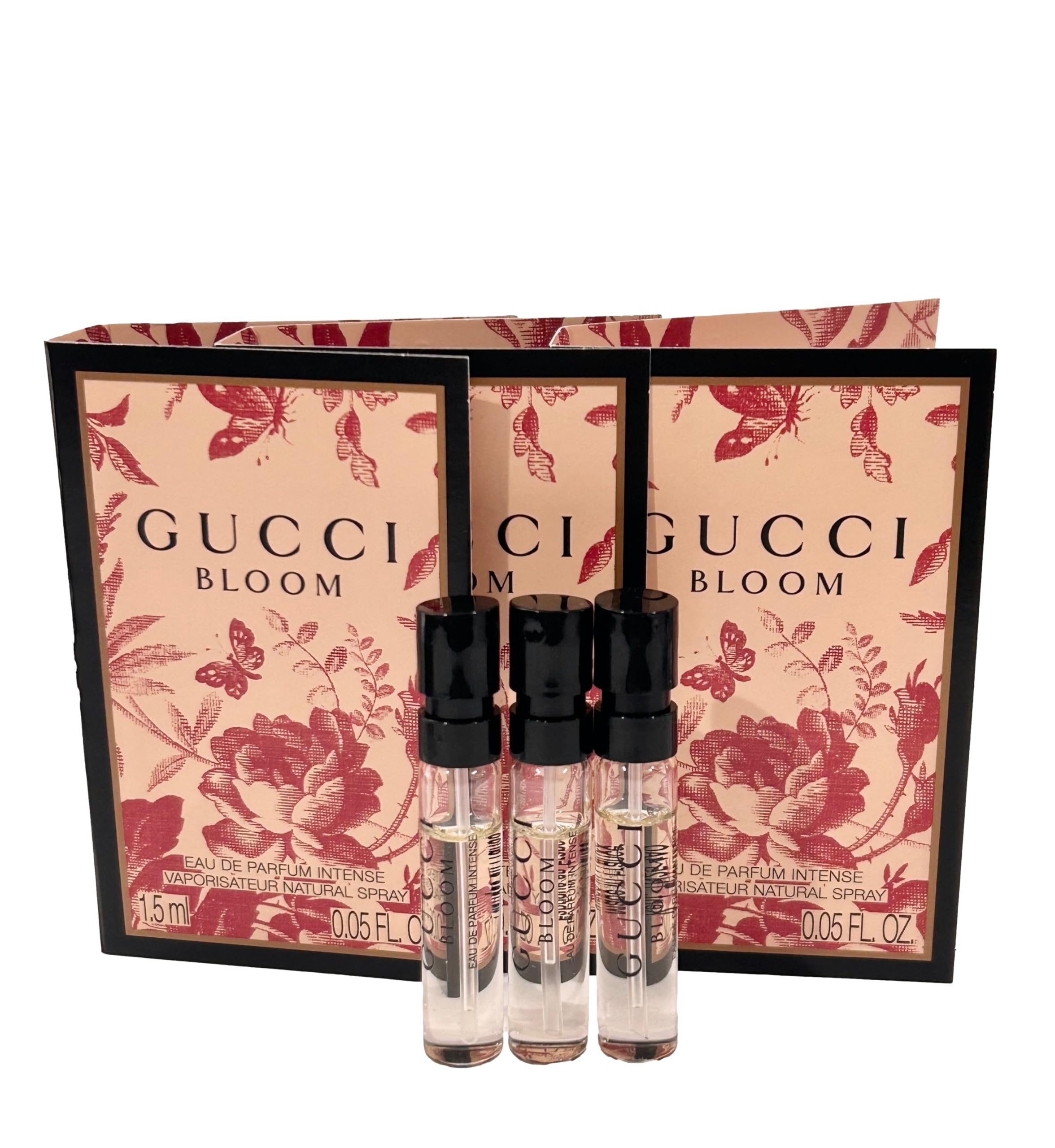 Gucci Bloom Intense Eau de Parfum for Women - 1.5ml / 0.05oz Travel Spray (Set of 3) | Floral Fragrance Sample | Perfect for Purse, Travel & Gifting