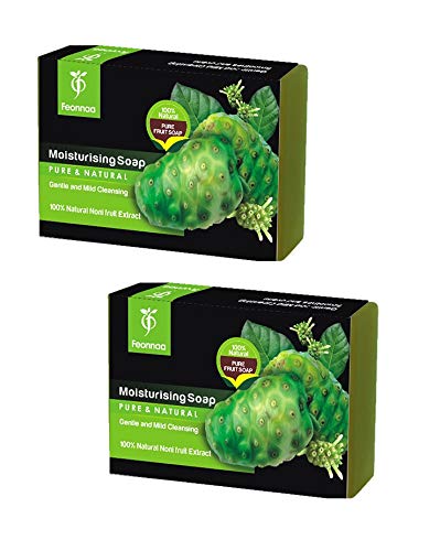 Feonnaa Pure & Natural Moisturizing Noni Fruit Extract Soap - Pack of 2 (80g Each) | Organic Face & Body Cleanser for Dry, Sensitive Skin | Perfect for Daily Skincare & Gift Sets