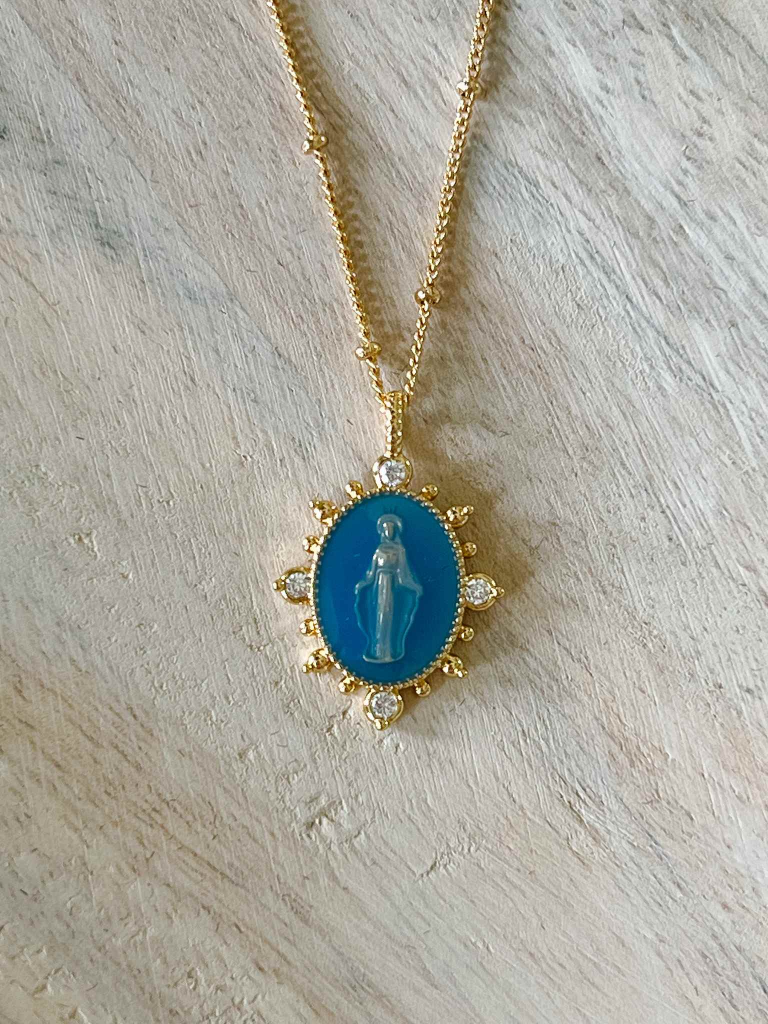 Lady Lourdes Necklace - Elegant French Blue Pendant for Women | Perfect for Daily Wear, Gifts & Special Occasions