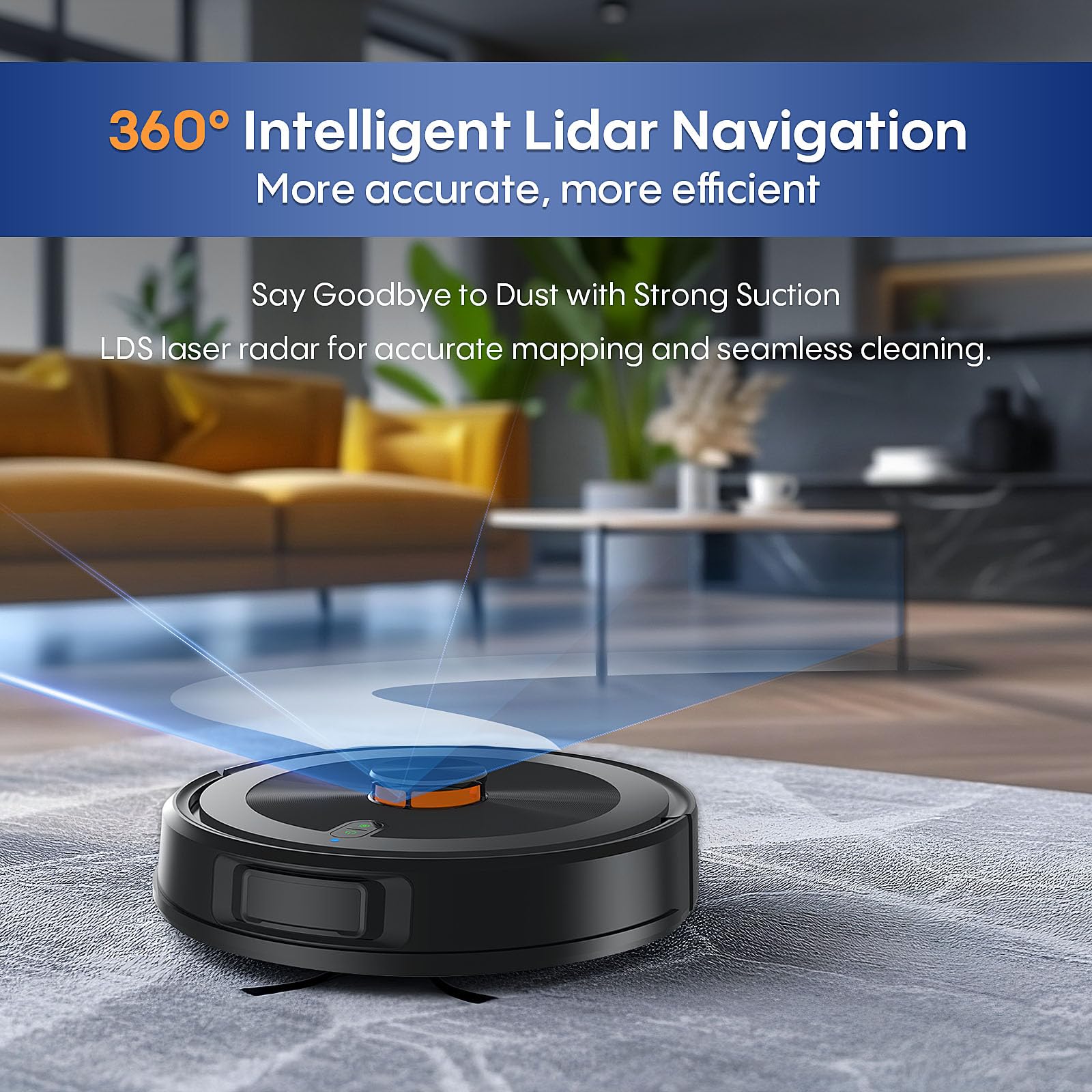 Bagotte Robot Vacuum and Mop Combo with LiDAR Navigation - 4000Pa Strong Suction, Smart Mapping & No-Go Zones - Ideal for Pet Hair, Hard Floors & Carpets - Perfect for Home Cleaning, Office Spaces & Large Areas