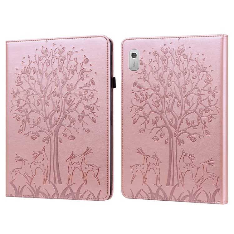 Lenovo Tab M9 Leather Tablet Case with Tree & Deer Embossed Design - Perfect for Work, Travel, and Home Use