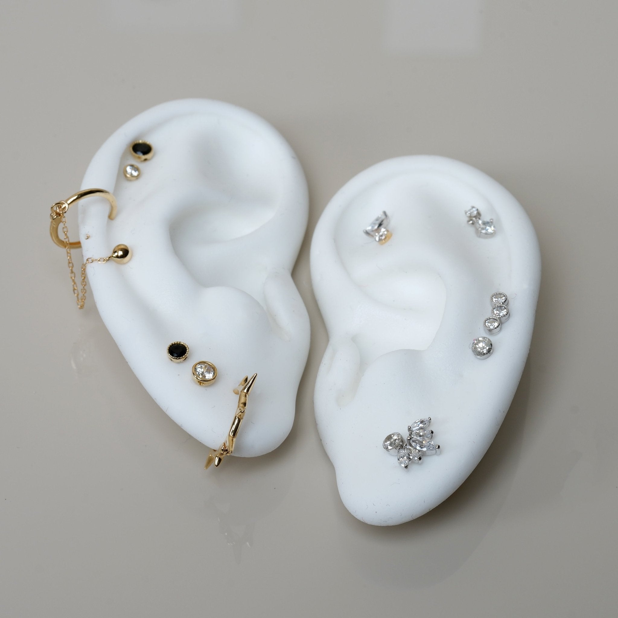 14K Solid Yellow Gold Stud and Hoop Chain Earrings for Women - Elegant Everyday & Party Jewelry Gift