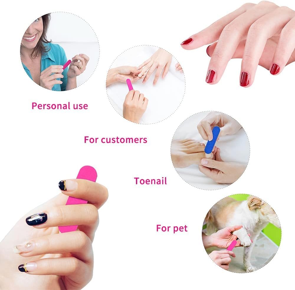 100-Piece Disposable Mini Nail File Set - Professional Double Sided Emery Boards with Grit Buffer for Manicure & Pedicure | Perfect for Nail Salons, Home Use & Travel Nail Care Kit