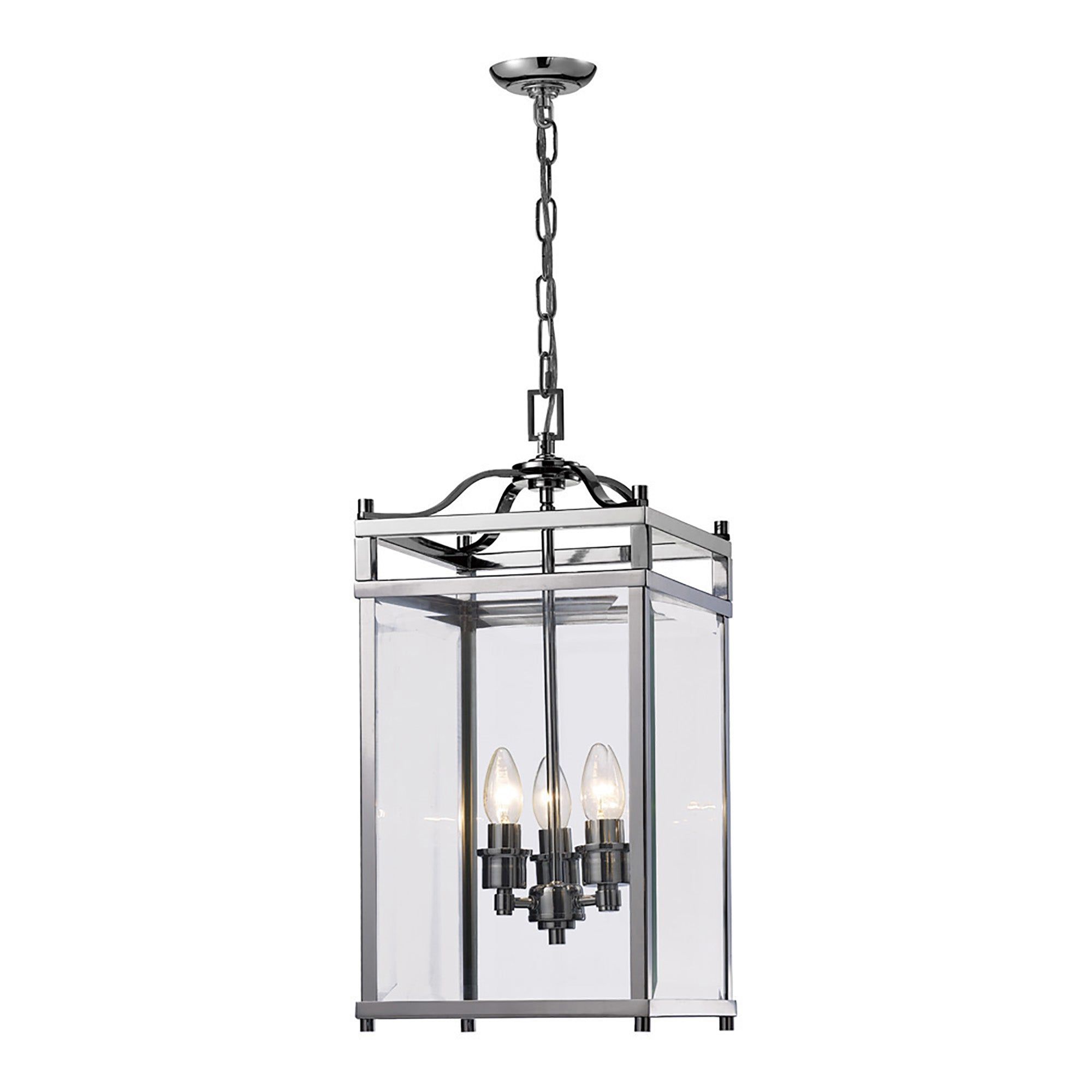 Aston Square Pendant Light Fixture - 3/4/6 Light E14 Base in Polished Chrome & Glass - Perfect for Kitchen Island, Dining Room, or Entryway Lighting