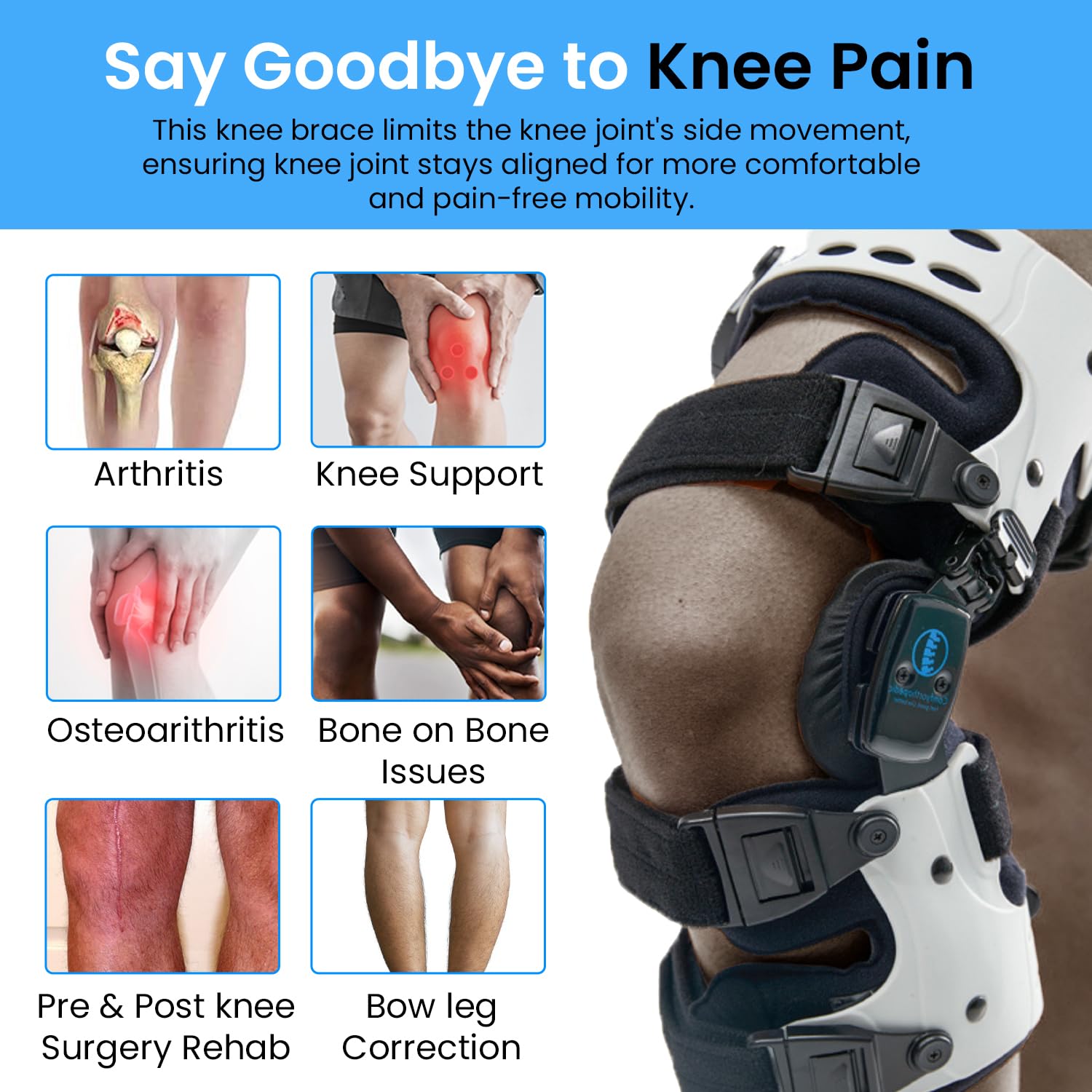 UPGRADED Medial Offloader Knee Brace for Osteoarthritis Pain Relief - Unloader Support for Men & Women with Knock Knee, Bone on Bone Arthritis & Joint Pain - HSA/FSA Approved with Built-in Hex Key (Left) - Ideal for Walking, Running & Daily Activities