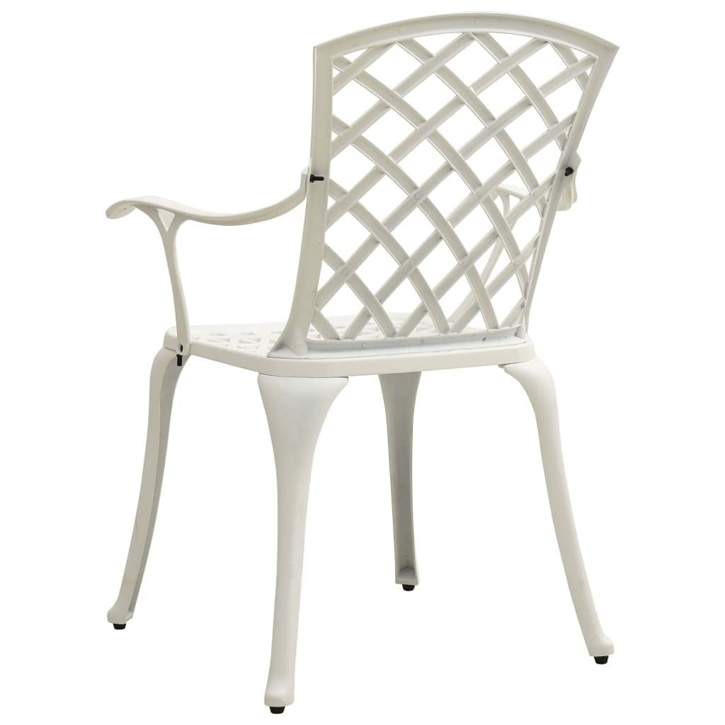 5-Piece Outdoor Bistro Set - All-Weather Cast Aluminum Patio Dining Furniture - White Garden Conversation Set for Backyard, Poolside & Restaurant Use