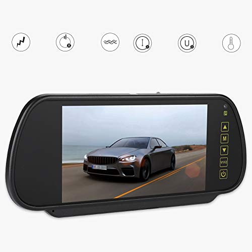 Annadue 7 Inch Auto Dimming LCD Rearview Mirror with Monitor - HD Display, Anti-Glare, Wide View Angle for Cars, Trucks, SUVs - Perfect for Night Driving and Parking Assistance
