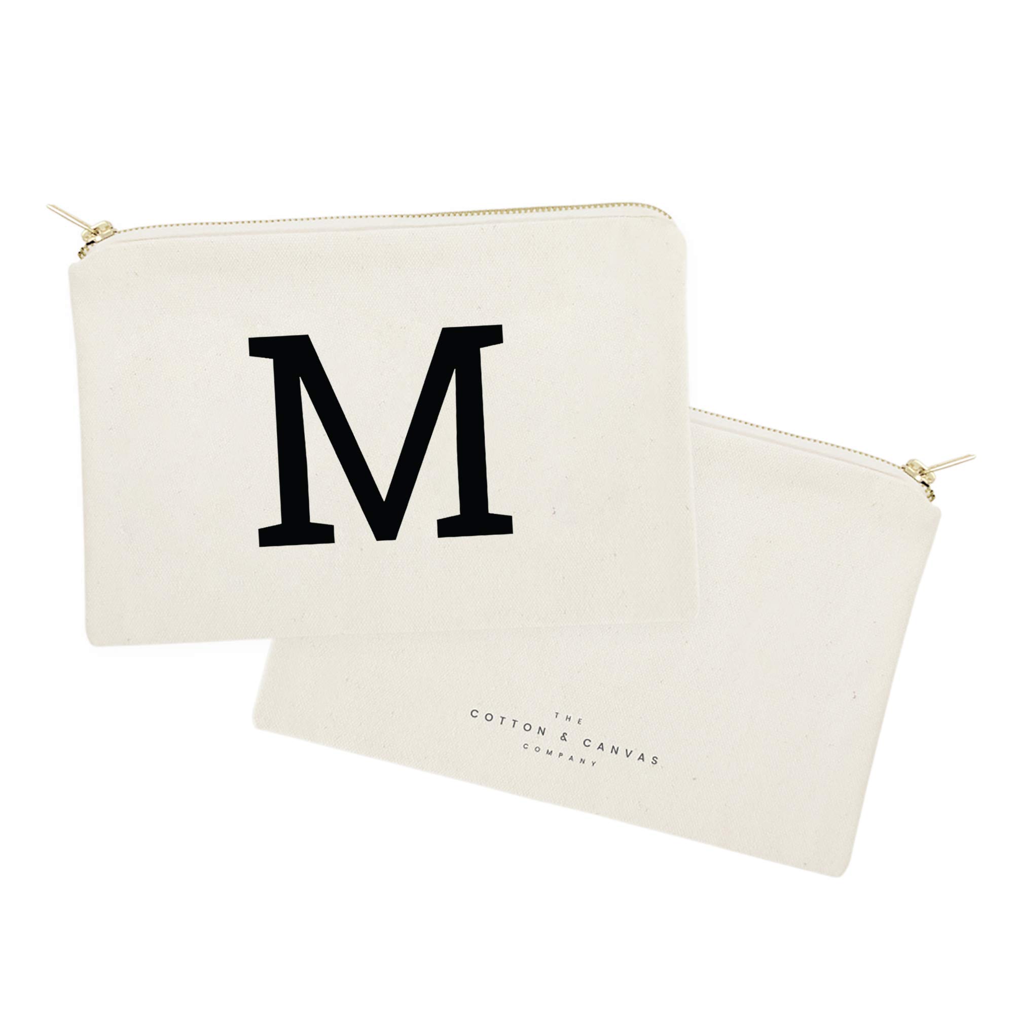 Personalized Monogram Initial M Cosmetic Bag - Cotton & Canvas Travel Makeup Pouch for Women | Perfect for Travel, Gym & Everyday Use