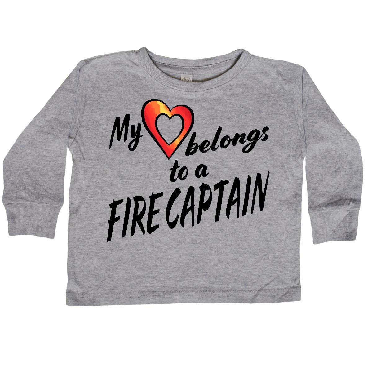 inktastic My Heart Belongs to a Fire Captain Toddler Long Sleeve T-Shirt - Cute Casual Outfit for Playdates & Family Photos