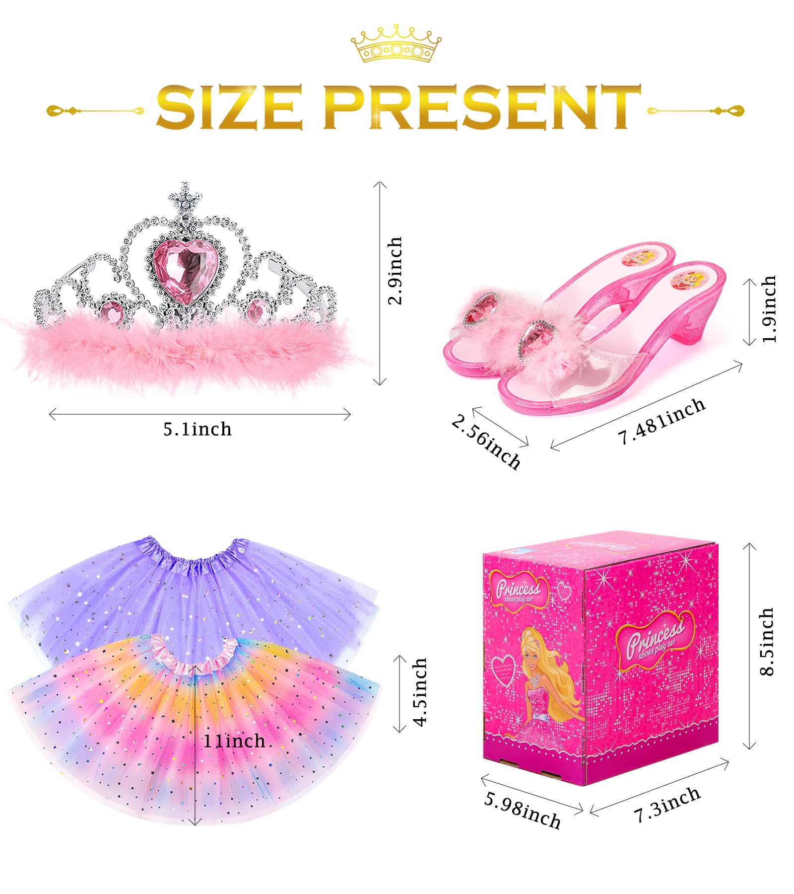 Princess Dress Up Costume Set for Girls Ages 3-6 - Fairy Tale Pretend Play Outfit for Toddlers & Little Girls | Perfect for Birthday Parties, Halloween, Dress-Up Play & Role Playing Games