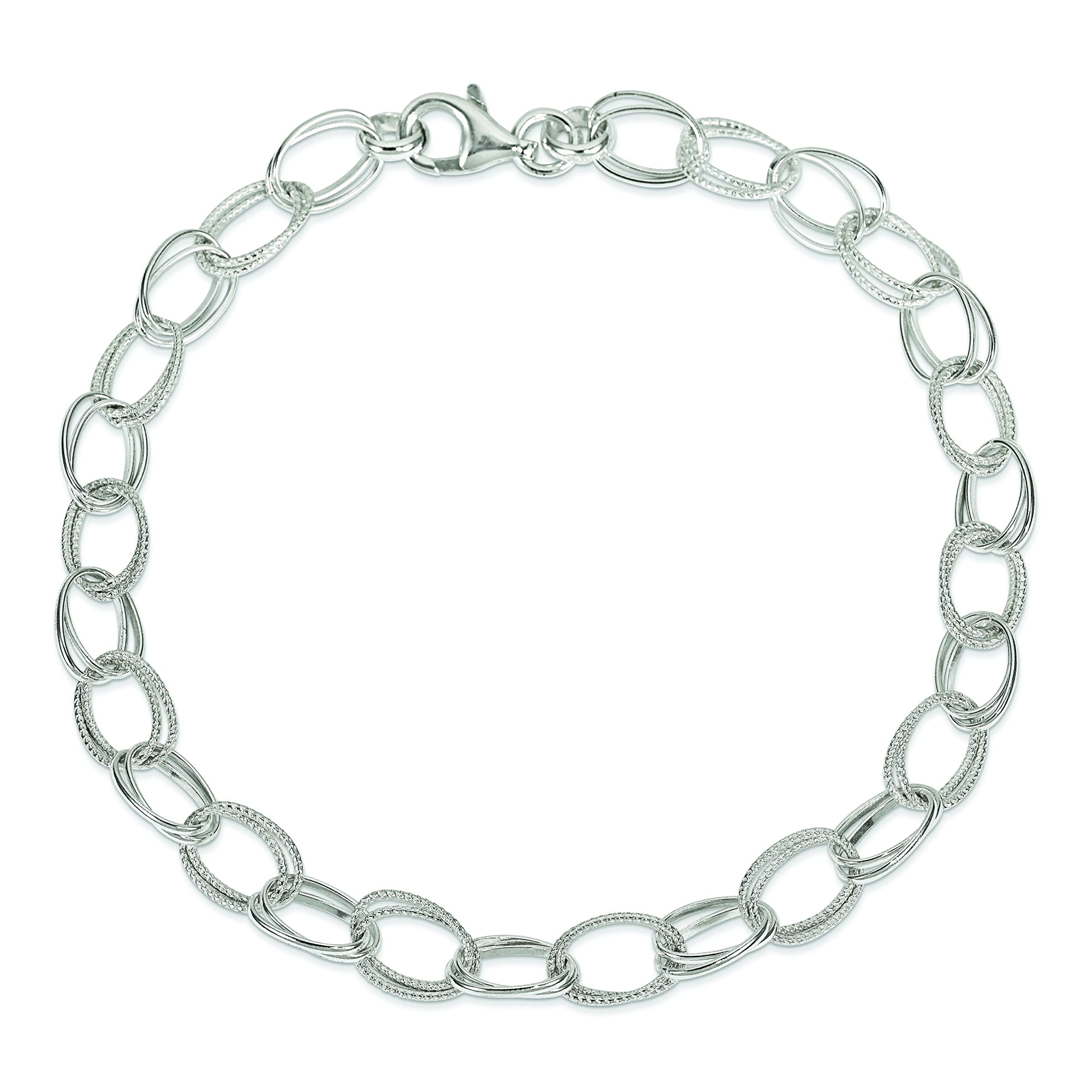 FindingKing Sterling Silver Fancy Link Anklet Chain Jewelry 10