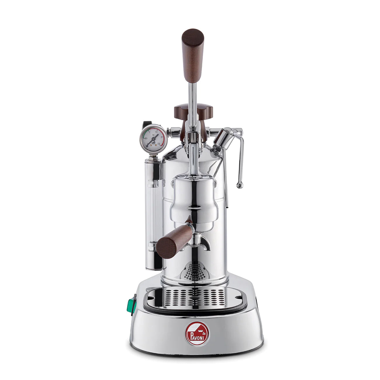 La Pavoni Professional Chrome Espresso Machine with Wood Handle - 16 Cup Capacity for Home Baristas & Coffee Lovers | Perfect for Italian Coffee Making & Entertaining
