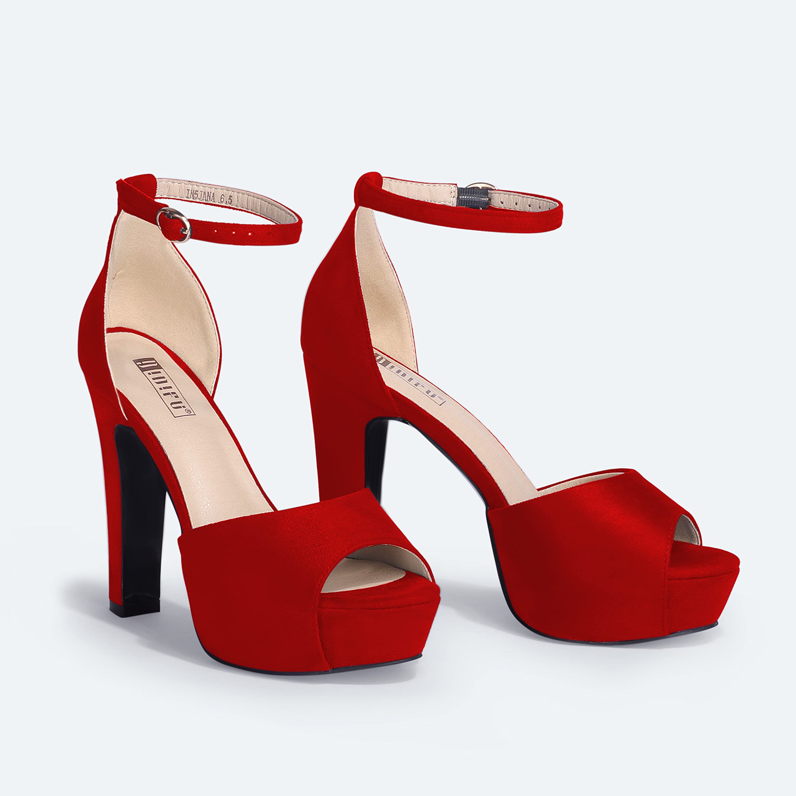 IDIFU Women's Chunky High Heel Sandals - Peep Toe Platform Ankle Strap Dress Shoes for Wedding, Party & Evening Wear | Bride & Prom Heels for Women