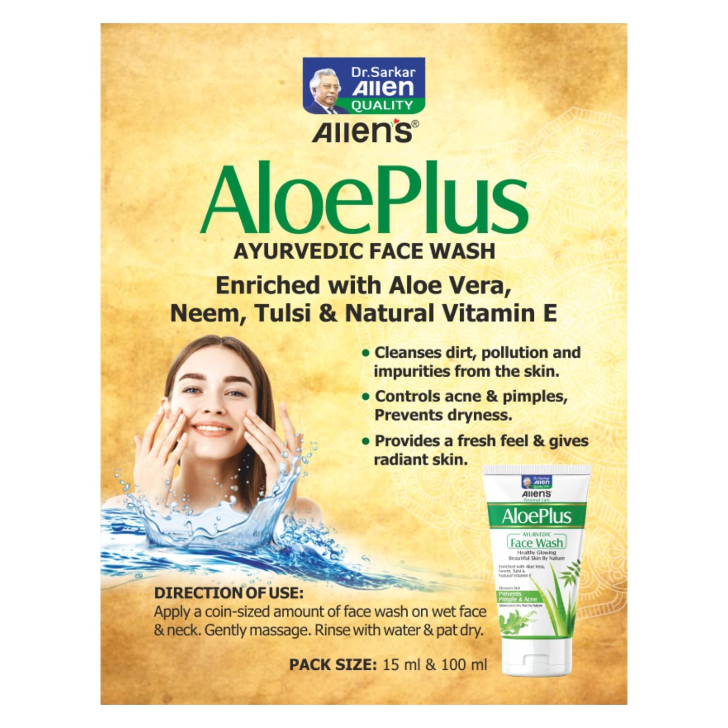 AloePlus Ayurvedic Face Wash (100ml X 2) - Gentle Cleansing for Acne-Prone Skin | Removes Dirt, Pollution & Impurities | Natural Ayurvedic Formula for Clear Skin | Perfect for Daily Skincare Routine & Travel