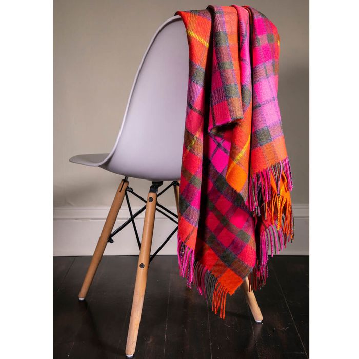 Buchanan Rose Tartan Lambswool Blanket - Soft & Warm Wool Throw for Sofa, Bed & Travel - Cozy Scottish Plaid Design for Home Decor & Gifts