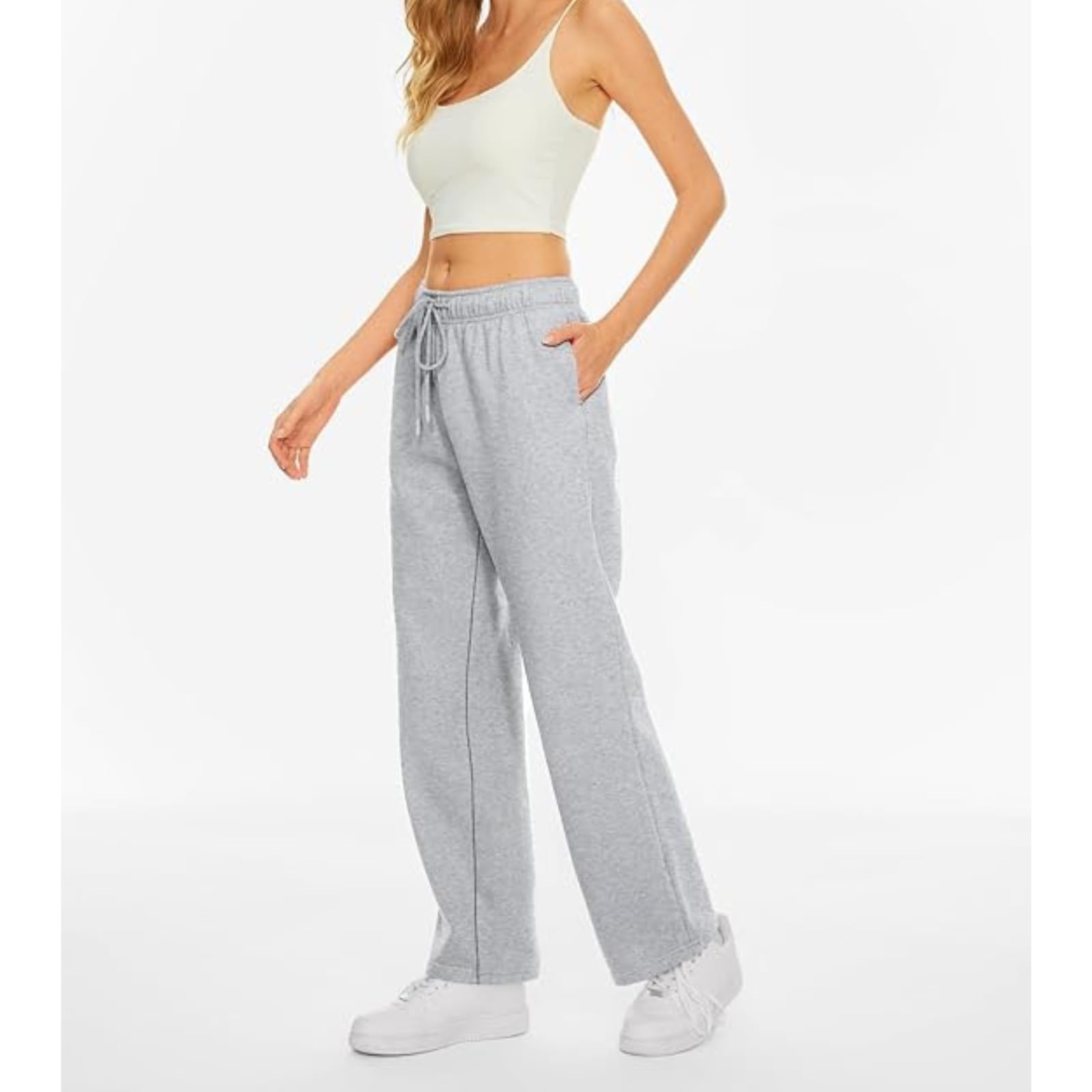 Women's High Waist Wide Leg Sweatpants - Casual Drawstring Joggers with Pockets | Loose Fit Lounge Pants for Yoga, Workout & Home Comfort