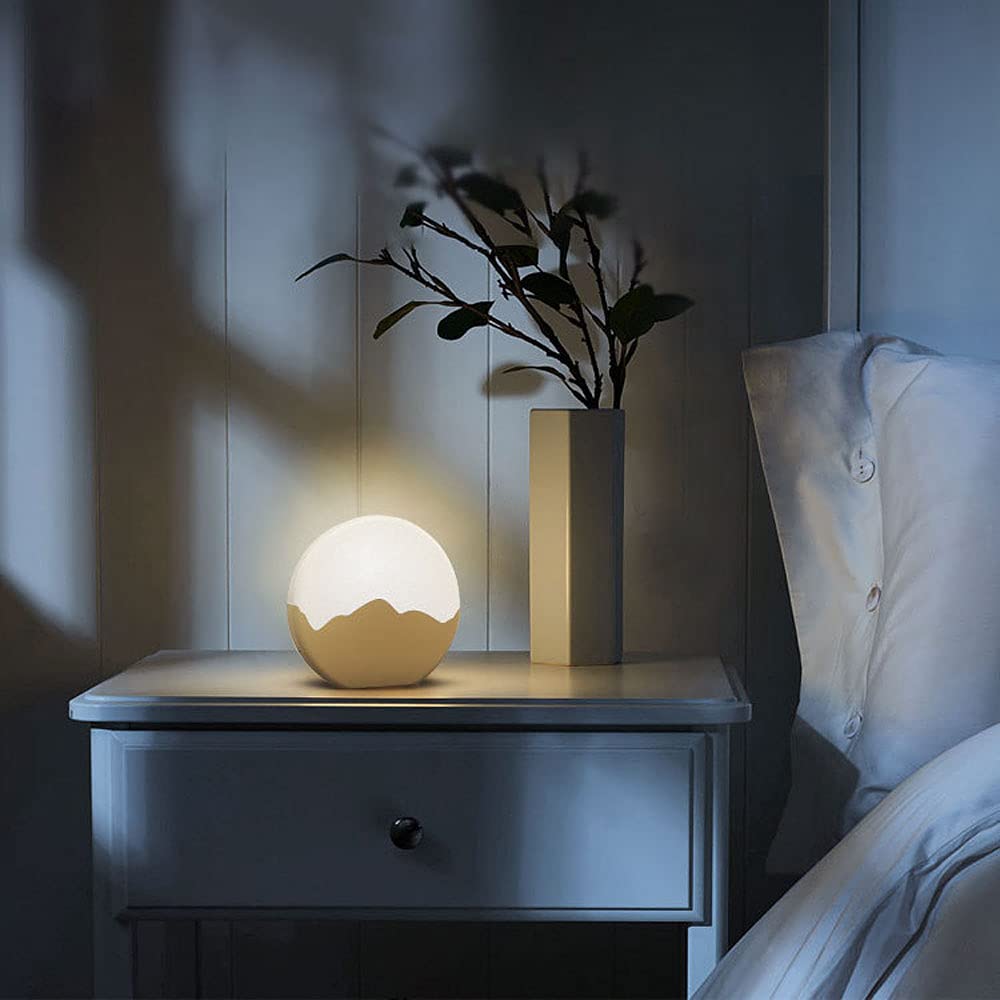 Rechargeable LED Night Light Touch Lamp - Portable Round Table Lamp, Dimmable 2-Color Bedside Light for Bedroom & Study, Custom Logo Option, 4.7 Inch Desk Lamp - Perfect for Night Reading, Nursery, and Home Office Use