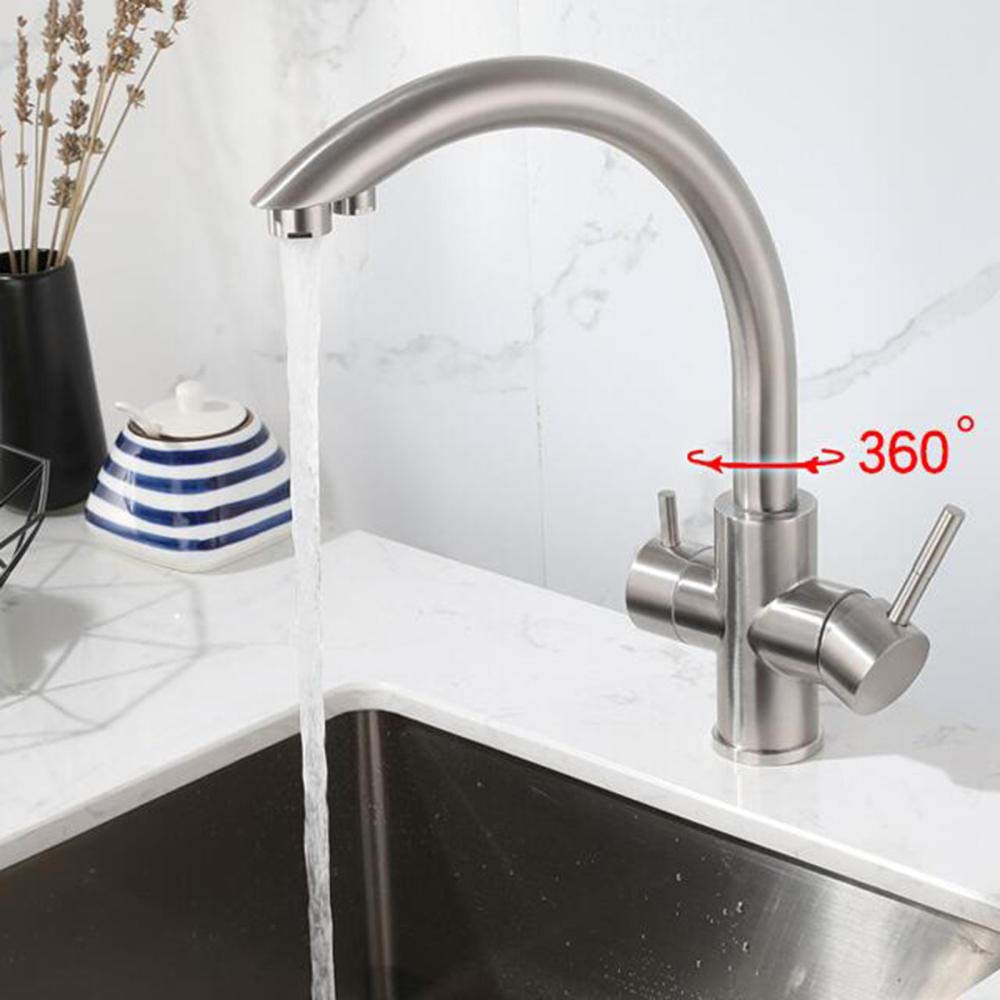 3-in-1 Stainless Steel Kitchen Water Filter Tap with Hot & Cold Pure Water | 360° Rotation Single Hole Faucet | Perfect for Drinking, Cooking & Dishwashing