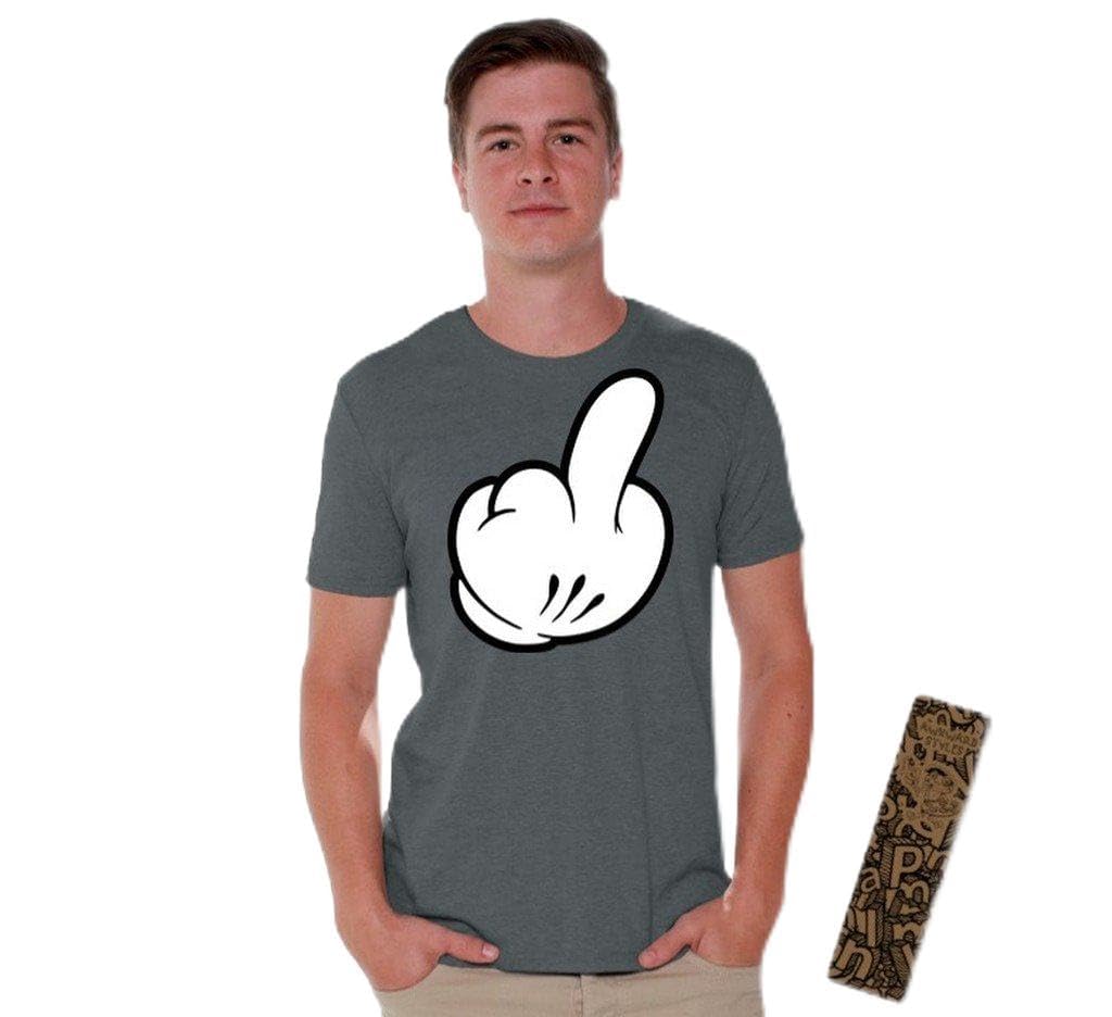 Awkwardstyles Poke Cartoon Finger T-Shirt - Vulgar Rude Humor Graphic Tee with Free Bookmark - Funny Gift for Men & Women - Perfect for Parties, Pranks and Casual Wear