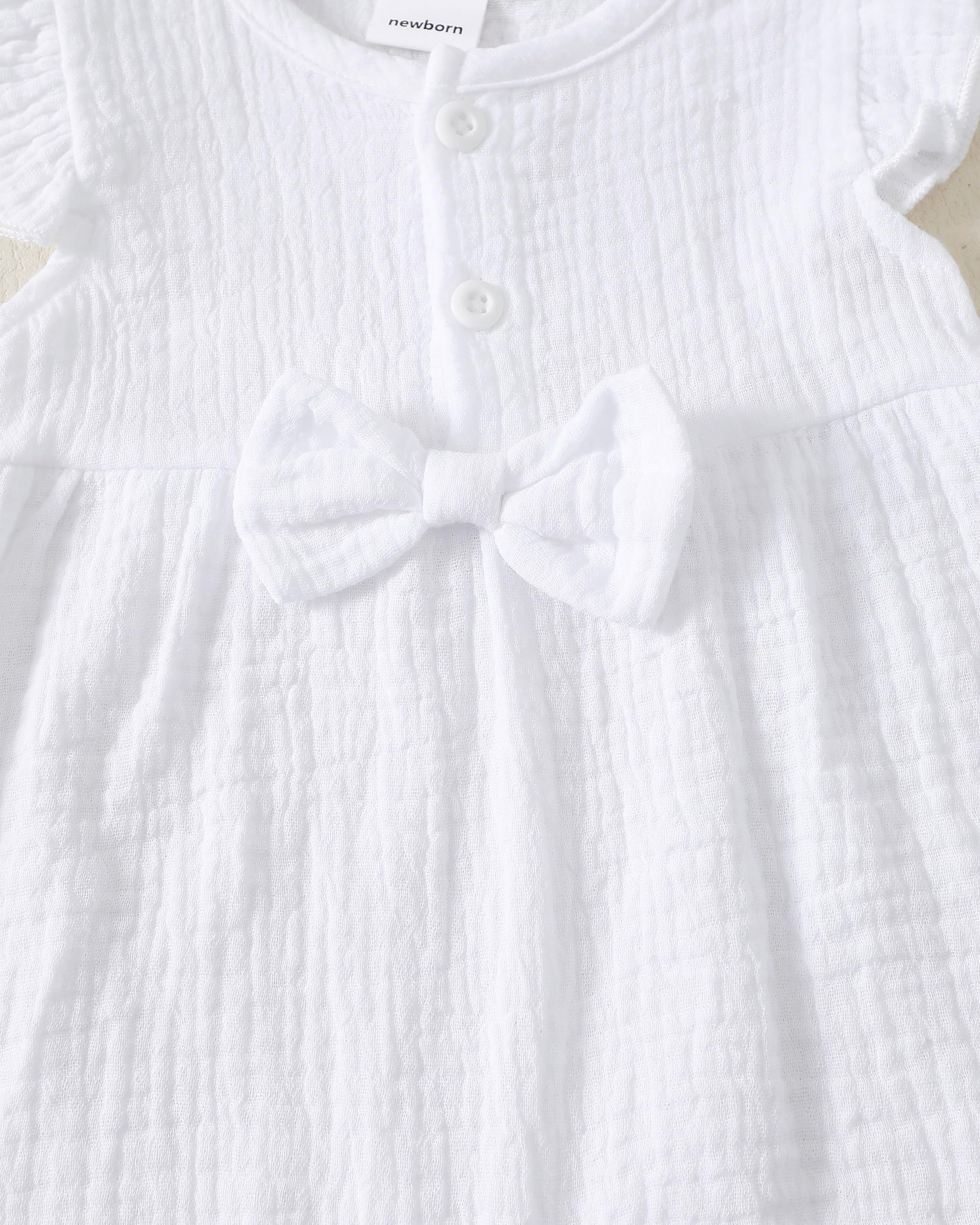 Baby Girl Romper Outfits - Soft Cotton Linen Summer Bodysuit Jumpsuits for Newborns & Preemies | Essential Infant Clothes for Playtime, Photos & Daily Wear