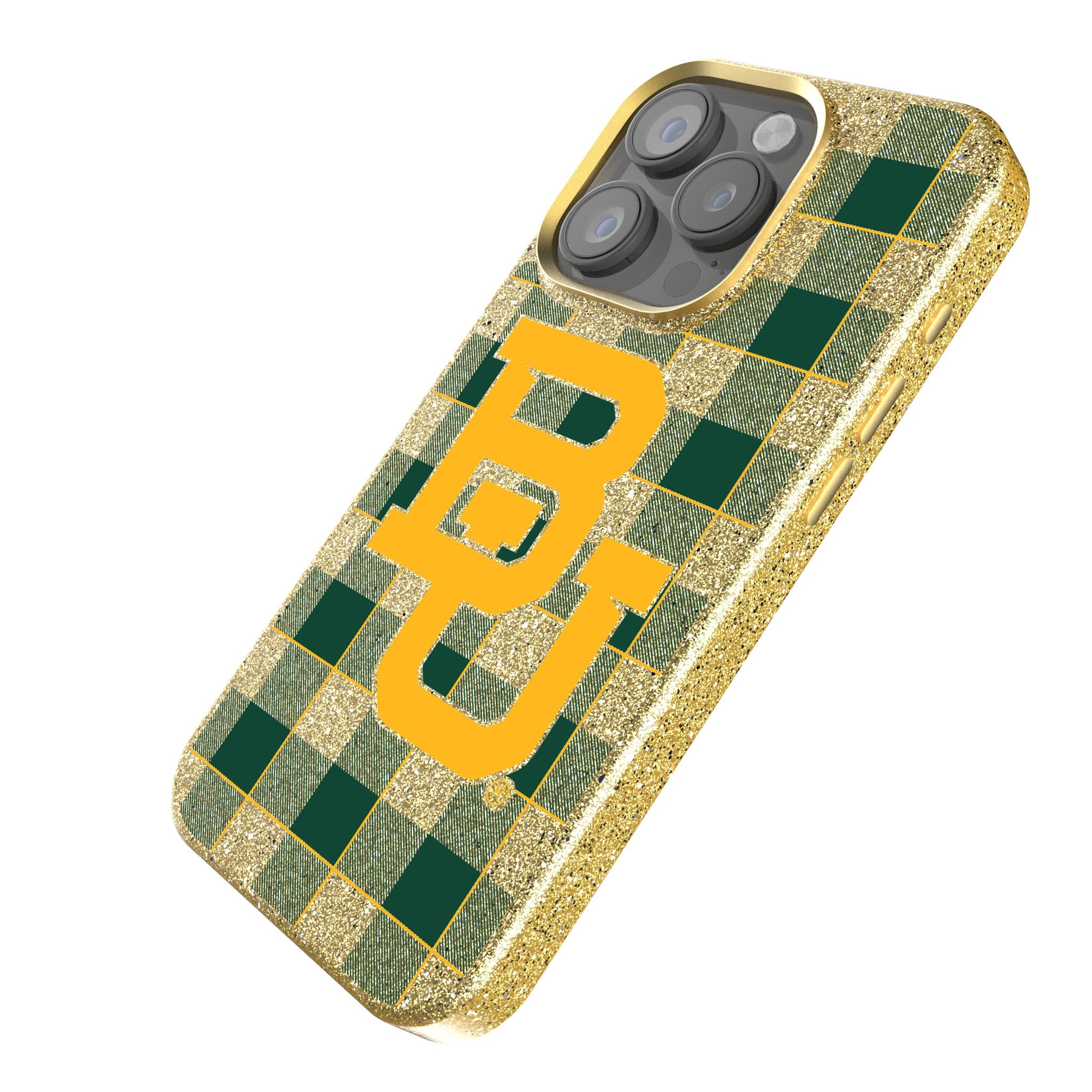 Baylor University Bears Plaid Rhinestone Phone Case - Stylish & Protective Cover for iPhone & Samsung - Perfect for Game Day & School Spirit