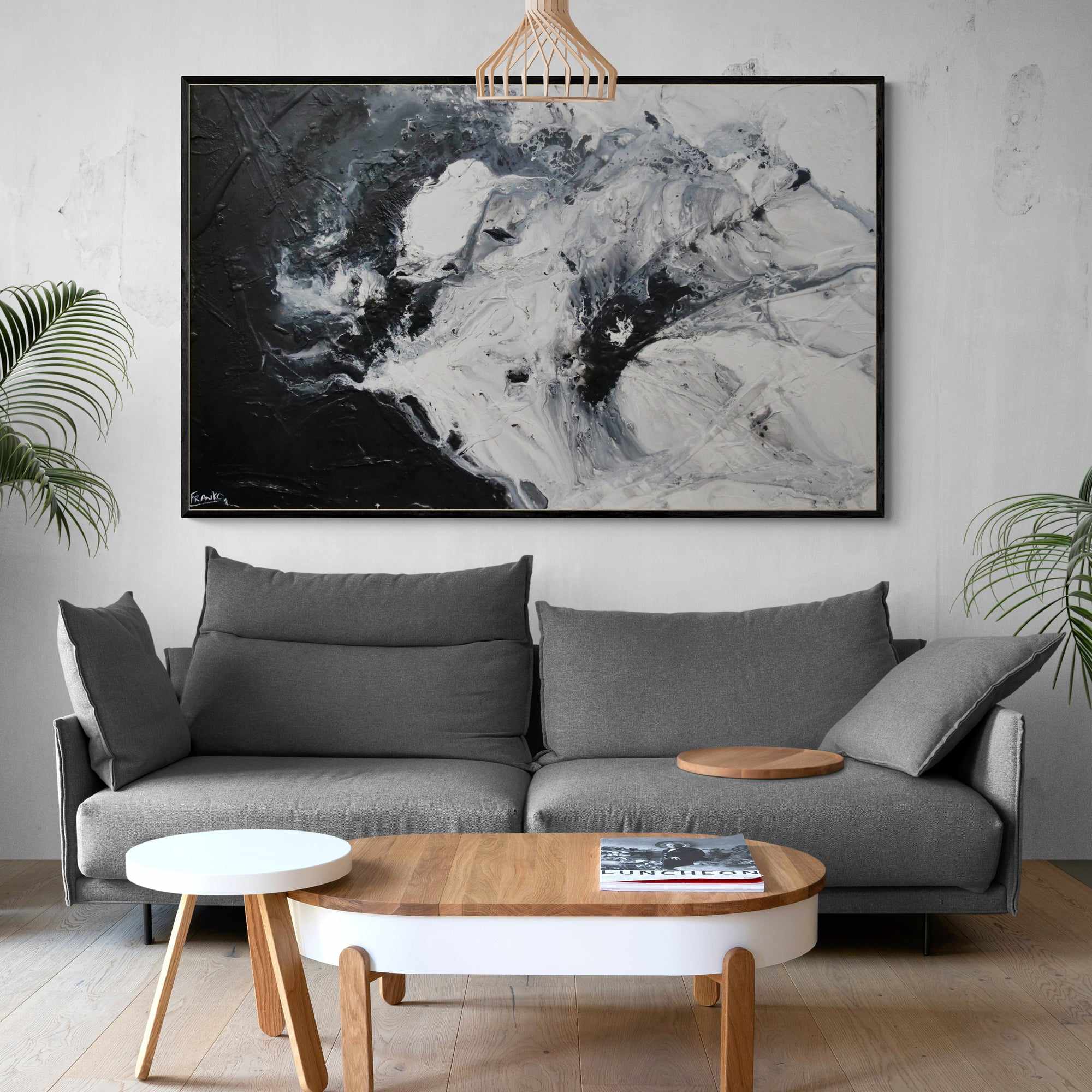 Black Rapture 160cm x 100cm Black White Textured Abstract Canvas Wall Art - Modern Home Decor for Living Room, Bedroom & Office