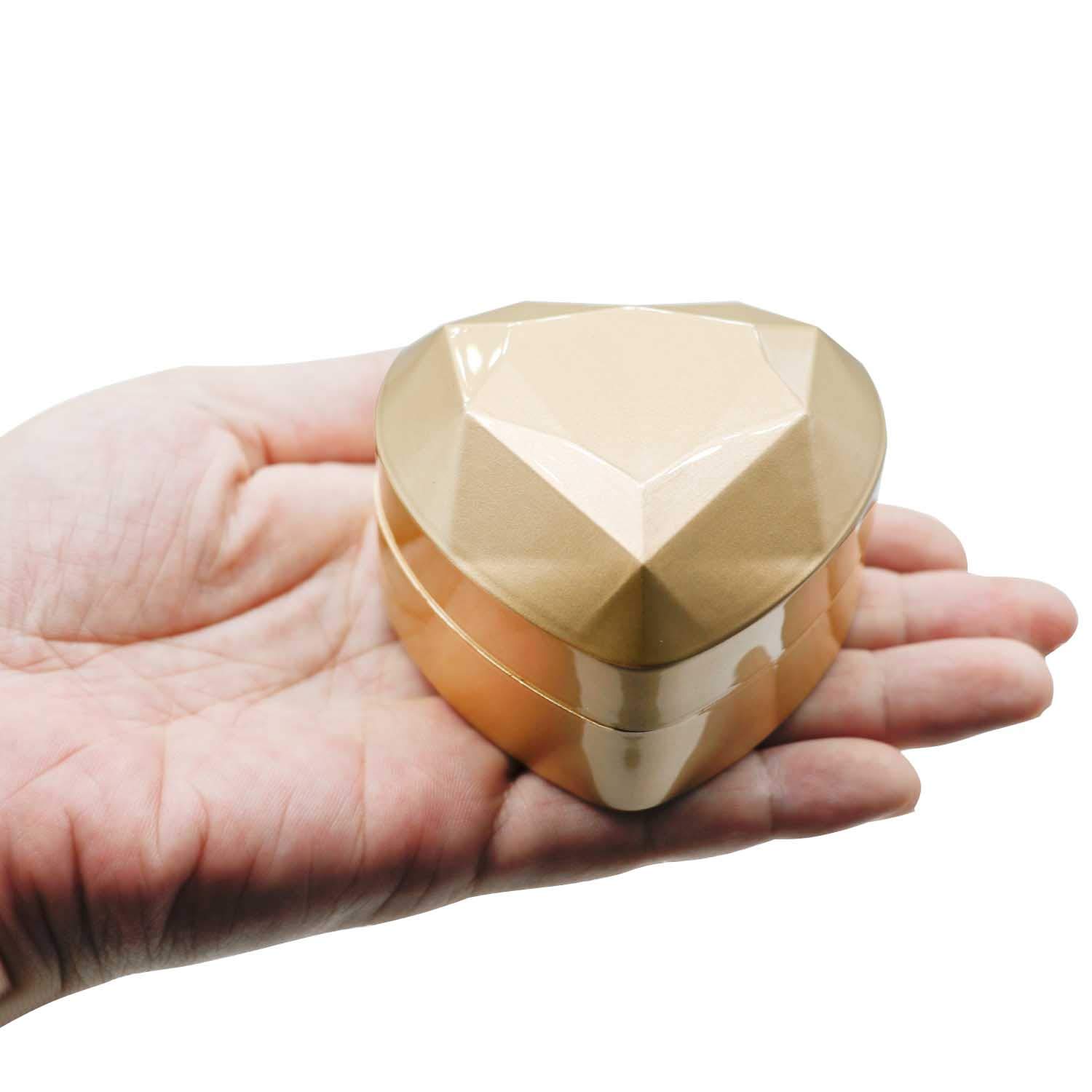 Heart-Shaped Velvet Ring Box with LED Light - Elegant Proposal & Engagement Jewelry Gift for Wedding, Anniversary (Champagne) - Perfect for Surprise Proposals, Romantic Moments & Special Occasions