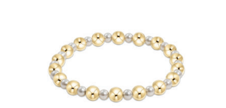 Enewton 4mm Pearl Beaded Bracelet with Grateful Pattern - Elegant Jewelry for Women, Gift for Mom, Sister, Birthday, Anniversary, Wedding, Thanksgiving, Christmas
