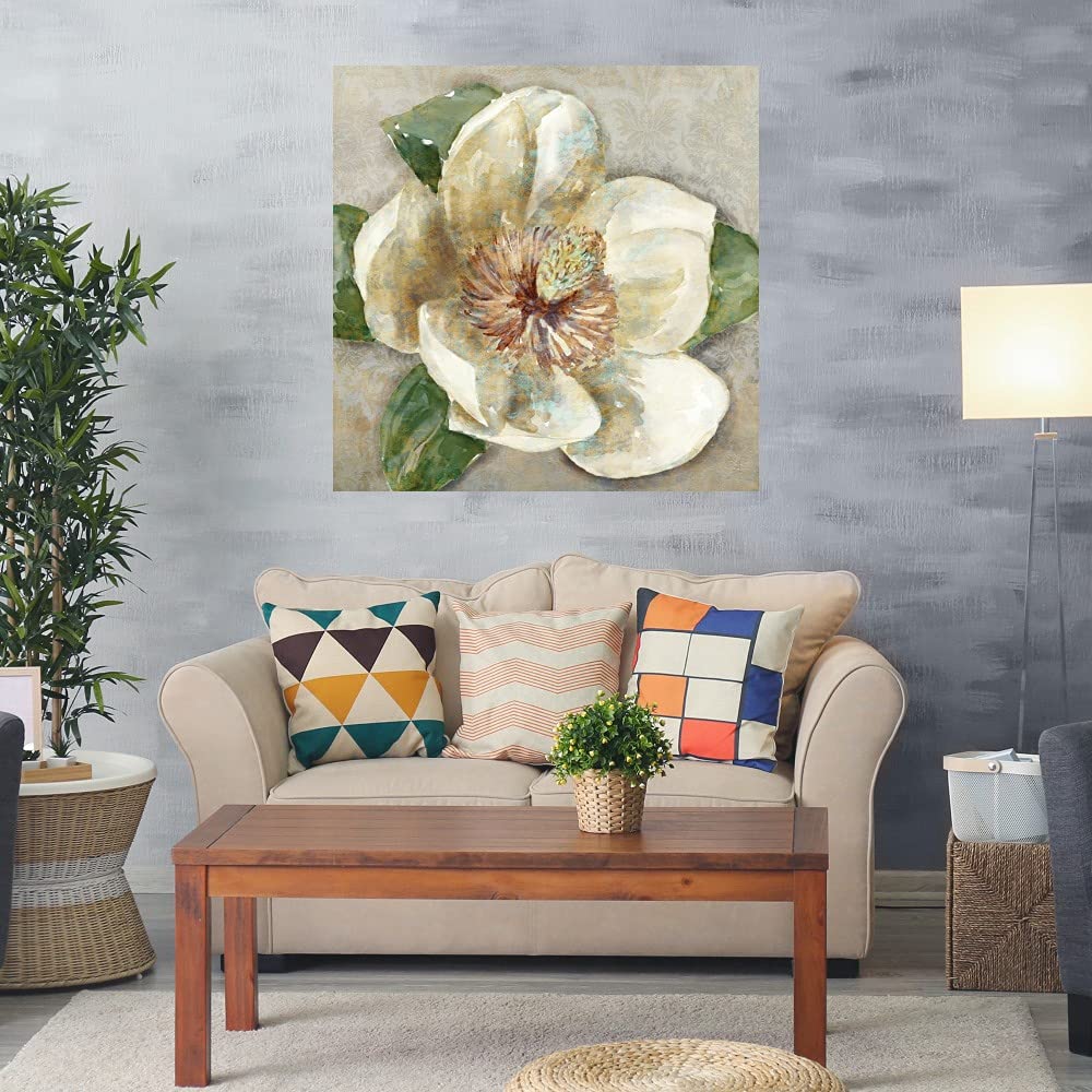 Botanical Wall Art Canvas - Magnolia Study II by Heather Hayes | 22x22 Inch Floral Painting for Bathroom & Bedroom Decor | Nature-Inspired Home Decor for Living Room, Office & Spa